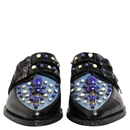 Black Blue Embellished MONKSTRAP Dress Shoes