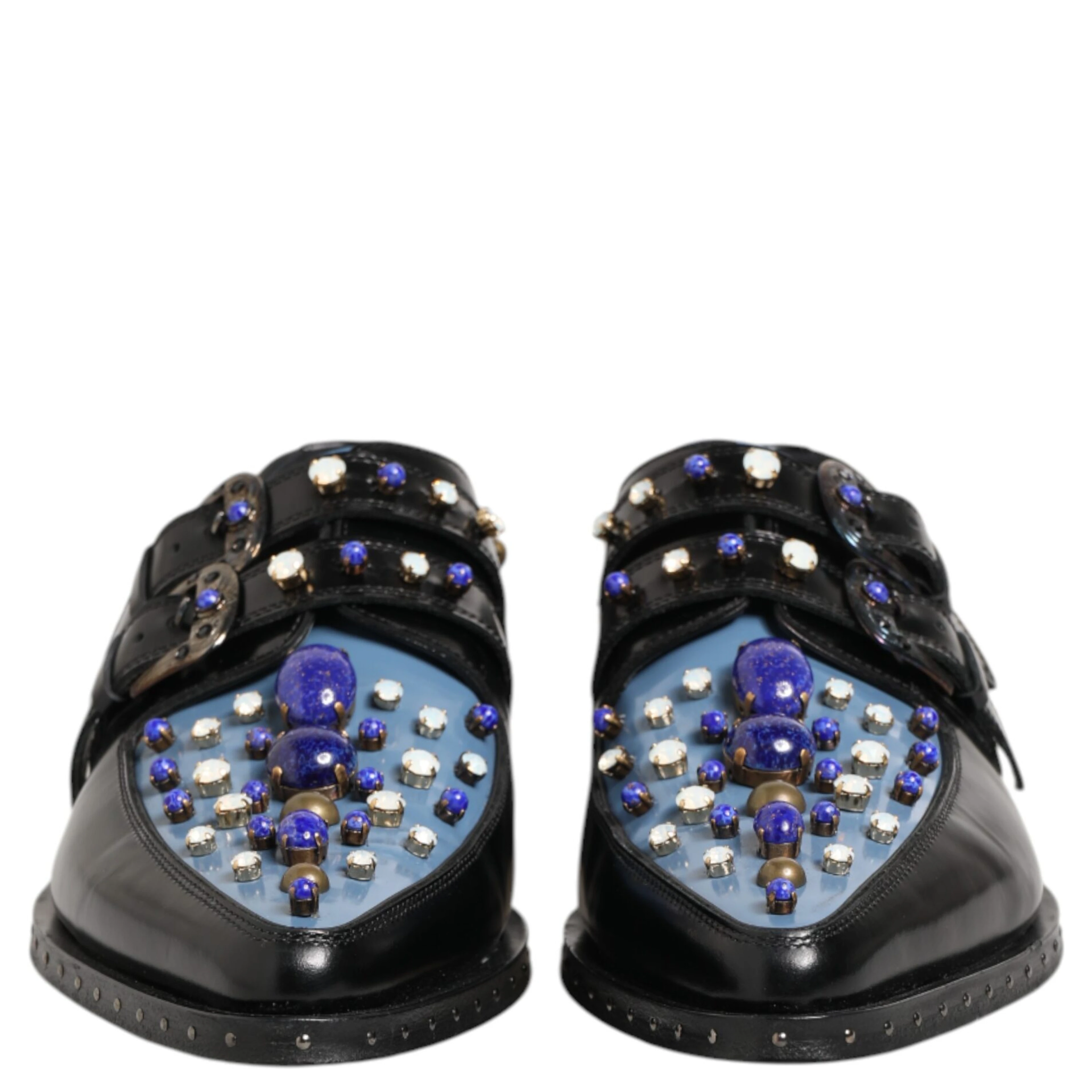 Black Blue Embellished MONKSTRAP Dress Shoes