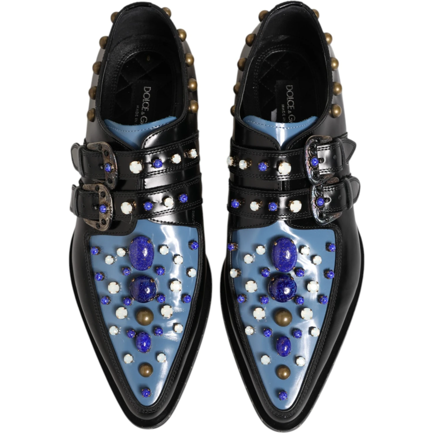 Black Blue Embellished MONKSTRAP Dress Shoes