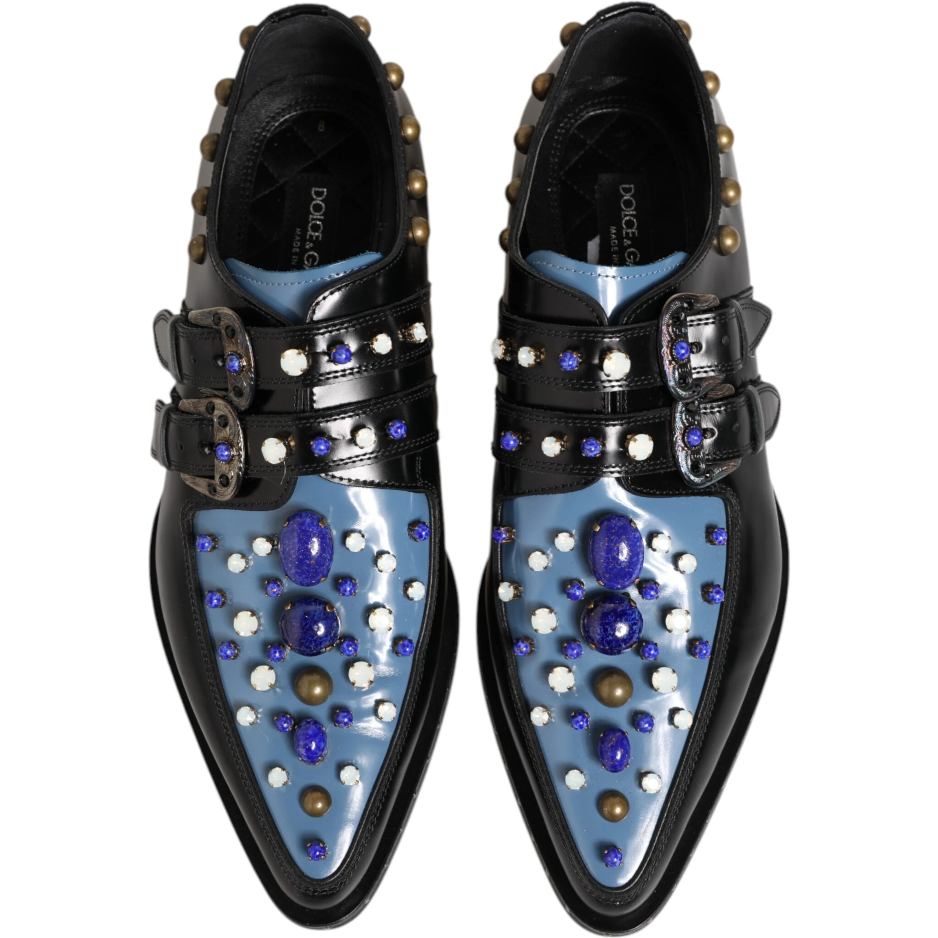 Black Blue Embellished MONKSTRAP Dress Shoes