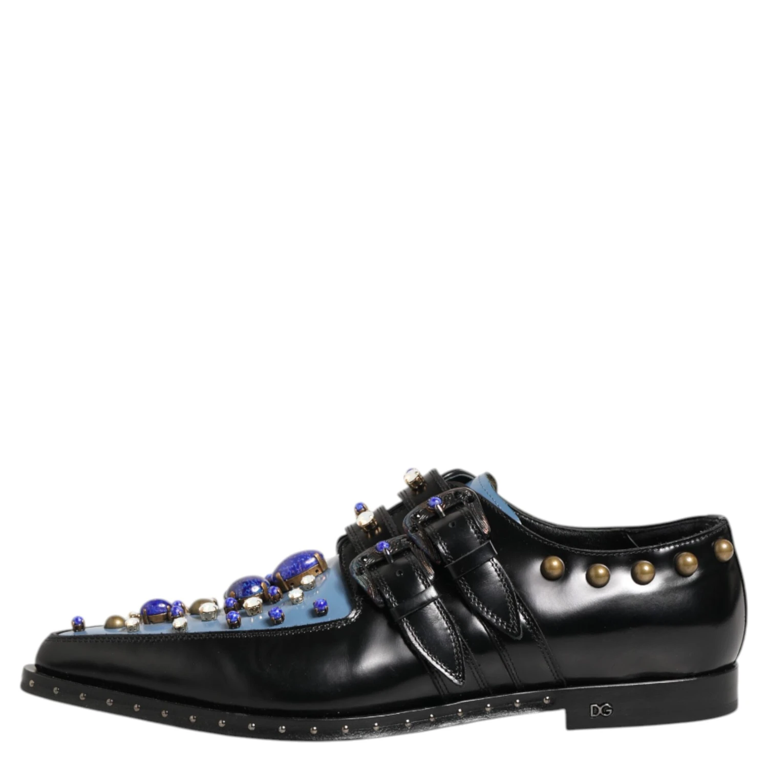 Black Blue Embellished MONKSTRAP Dress Shoes