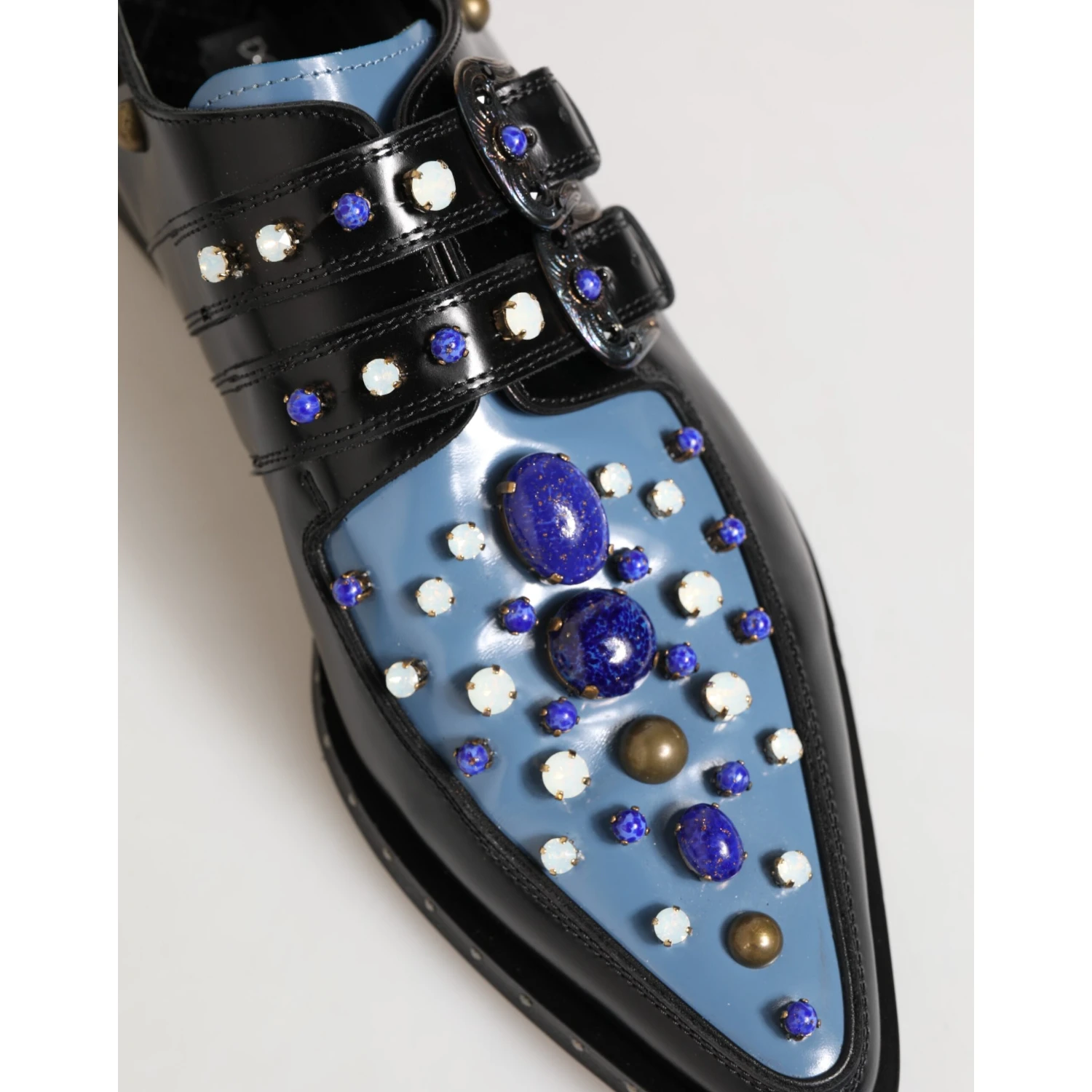 Black Blue Embellished MONKSTRAP Dress Shoes