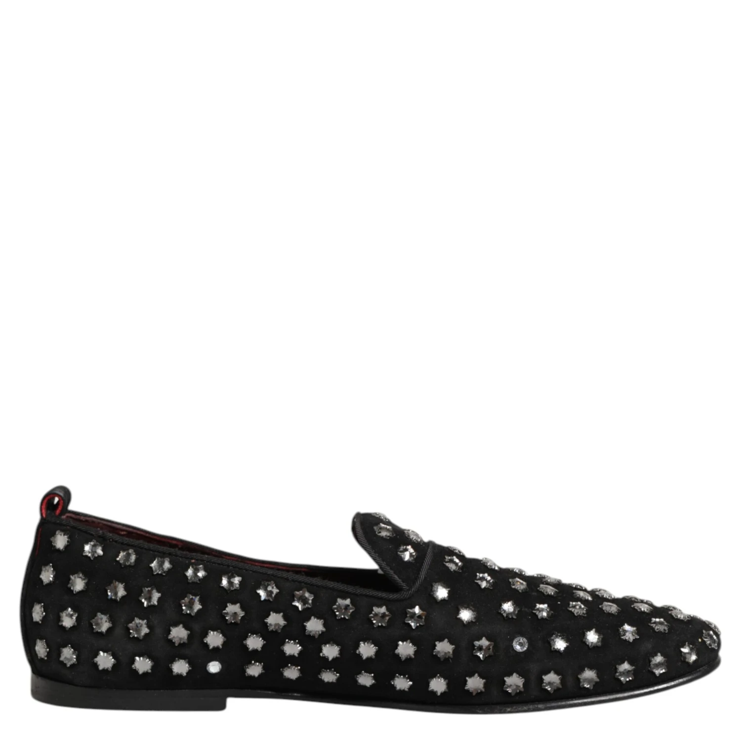 Black Crystal Embellished Loafers Dress Shoes