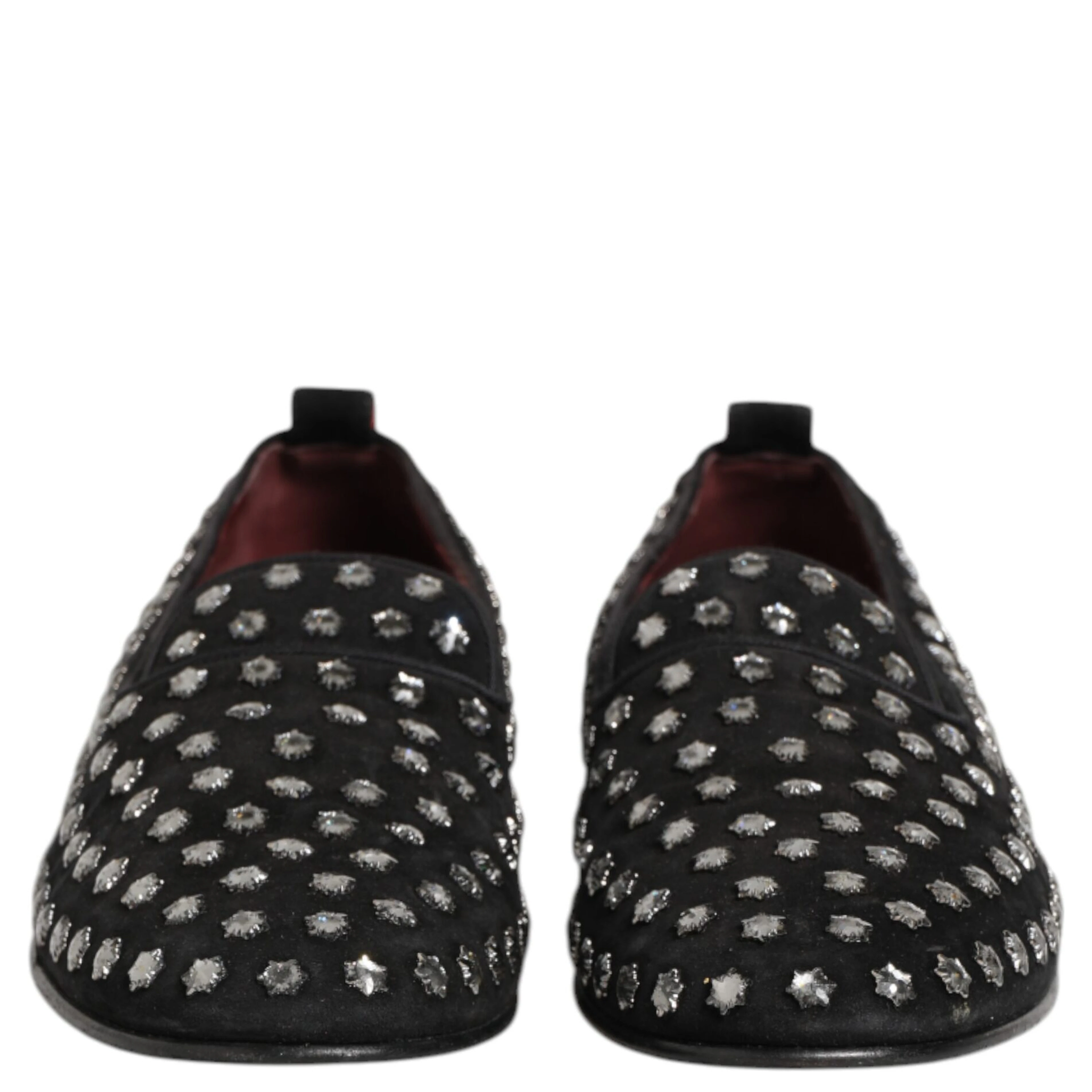 Black Crystal Embellished Loafers Dress Shoes