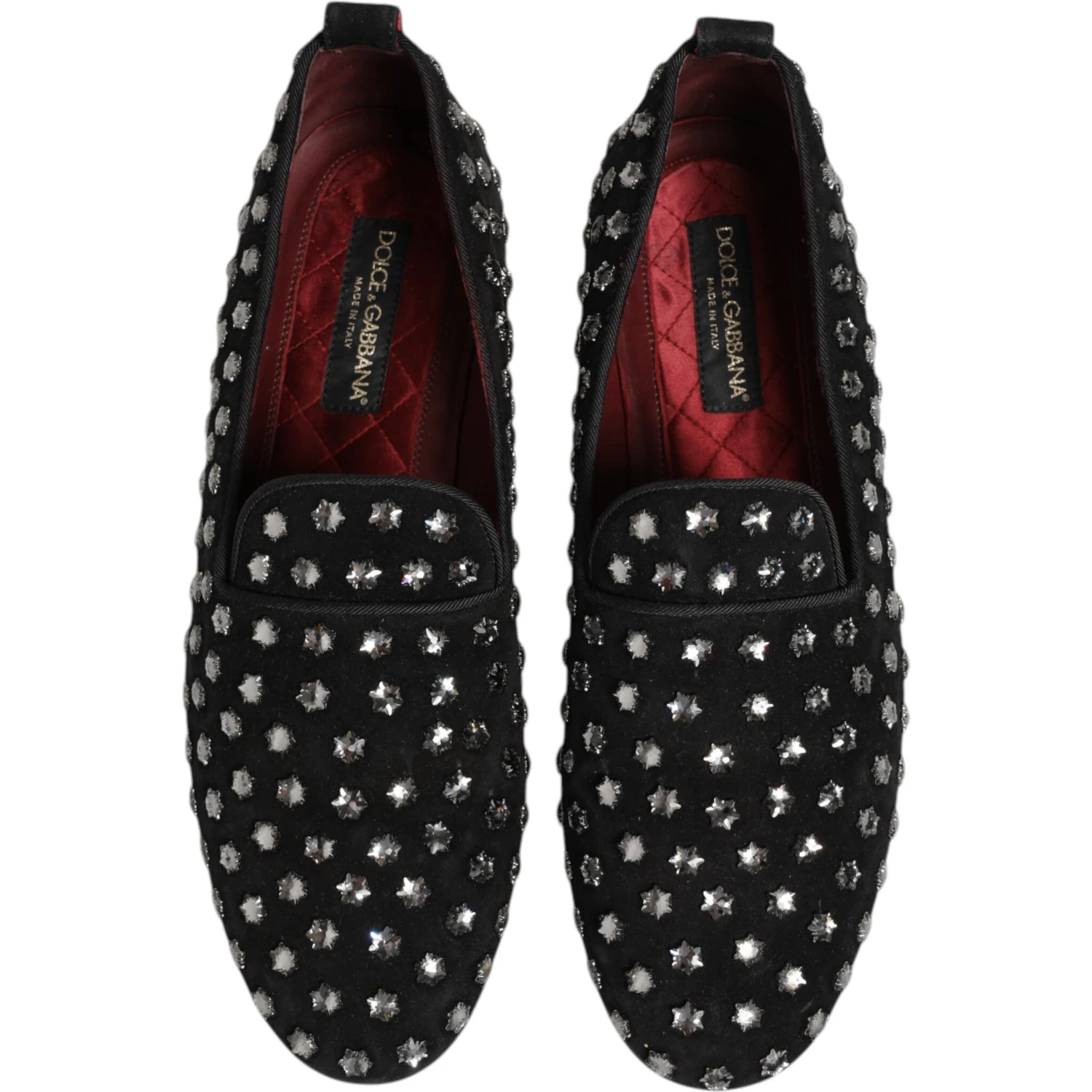 Black Crystal Embellished Loafers Dress Shoes