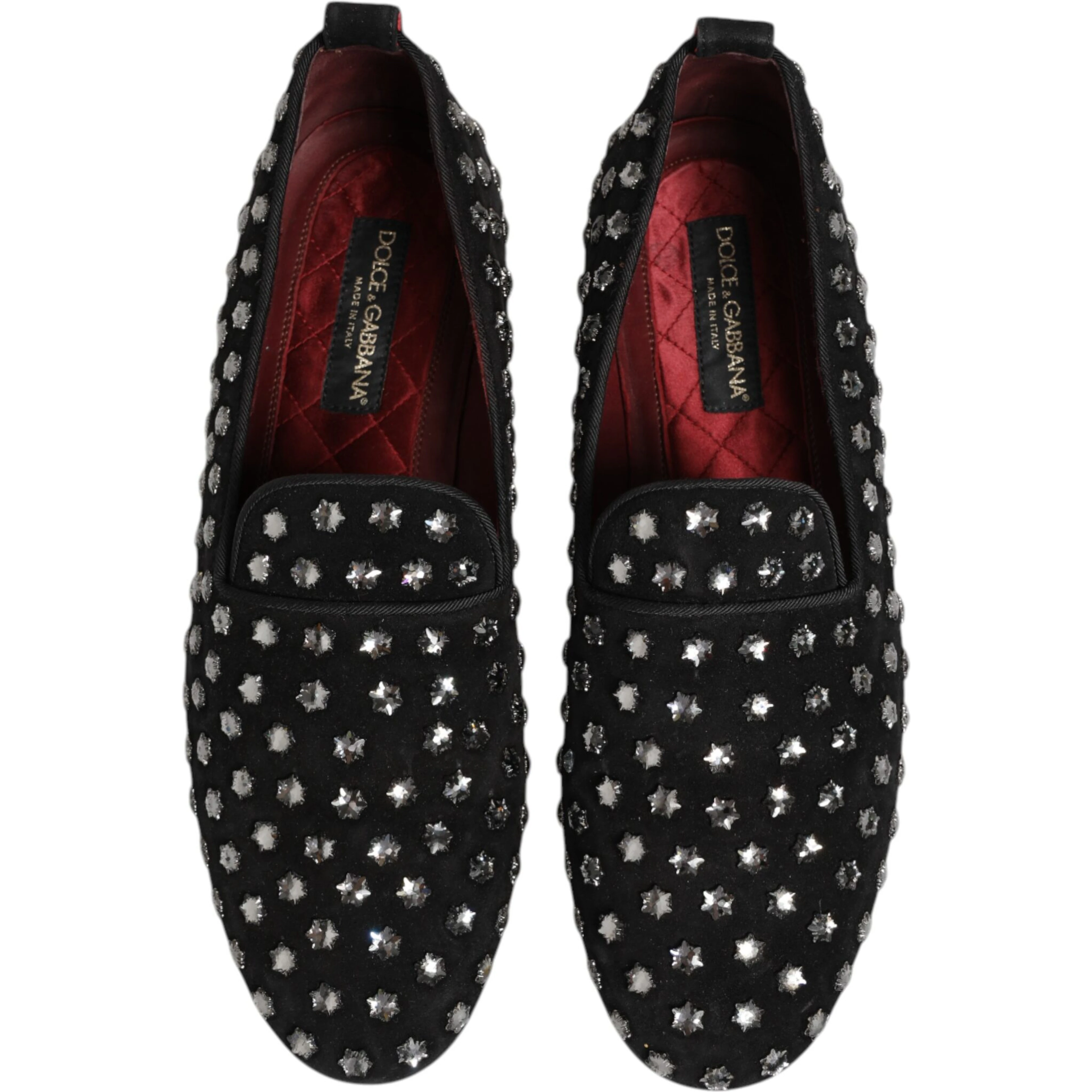 Black Crystal Embellished Loafers Dress Shoes
