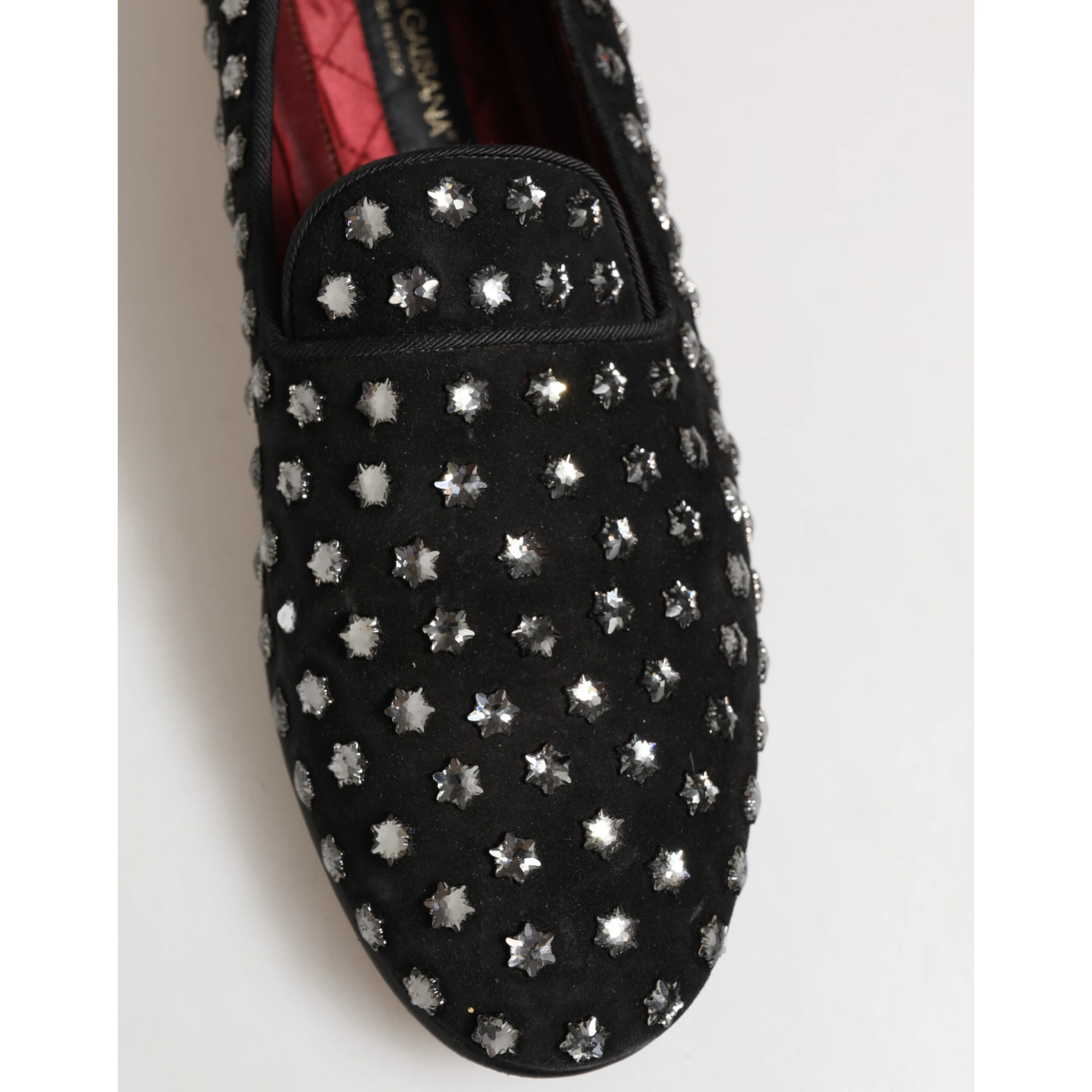 Black Crystal Embellished Loafers Dress Shoes
