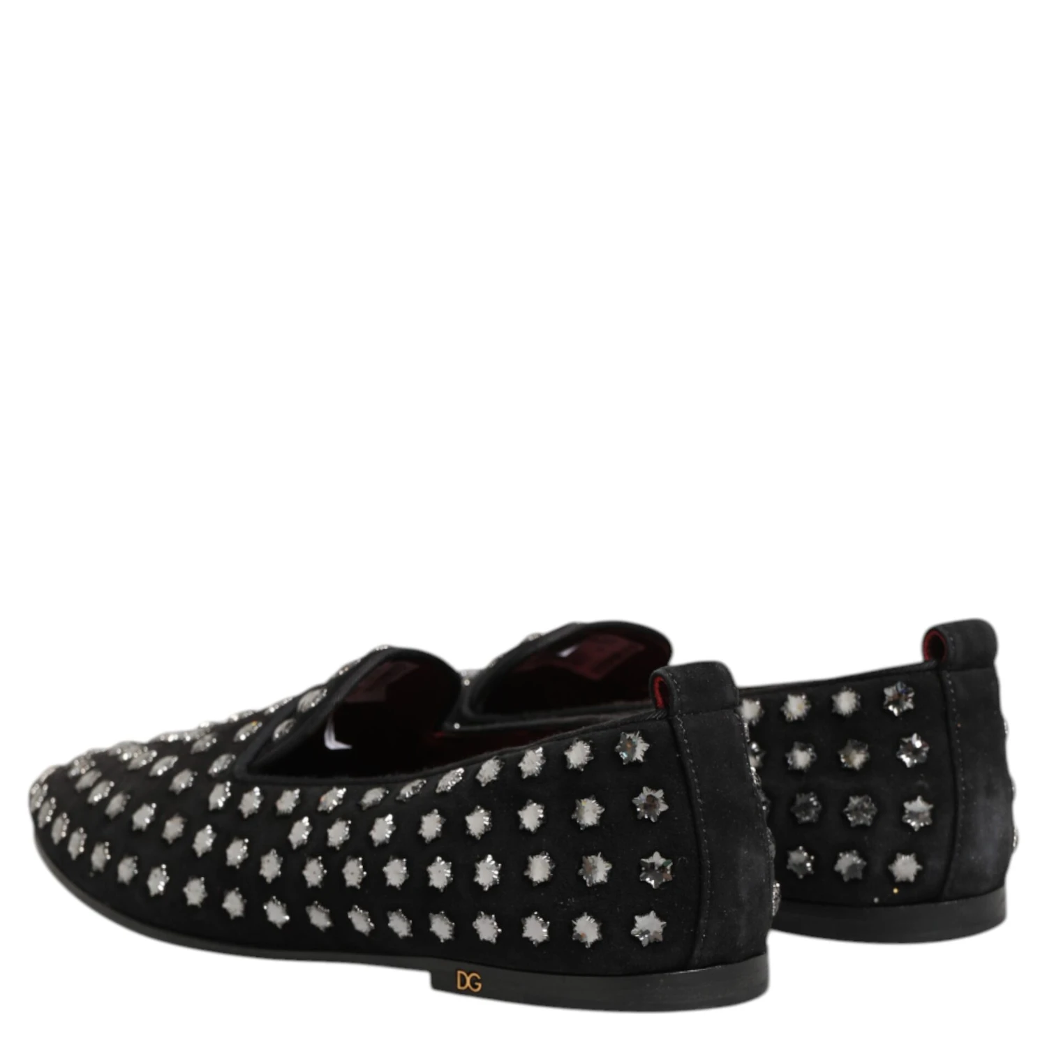 Black Crystal Embellished Loafers Dress Shoes