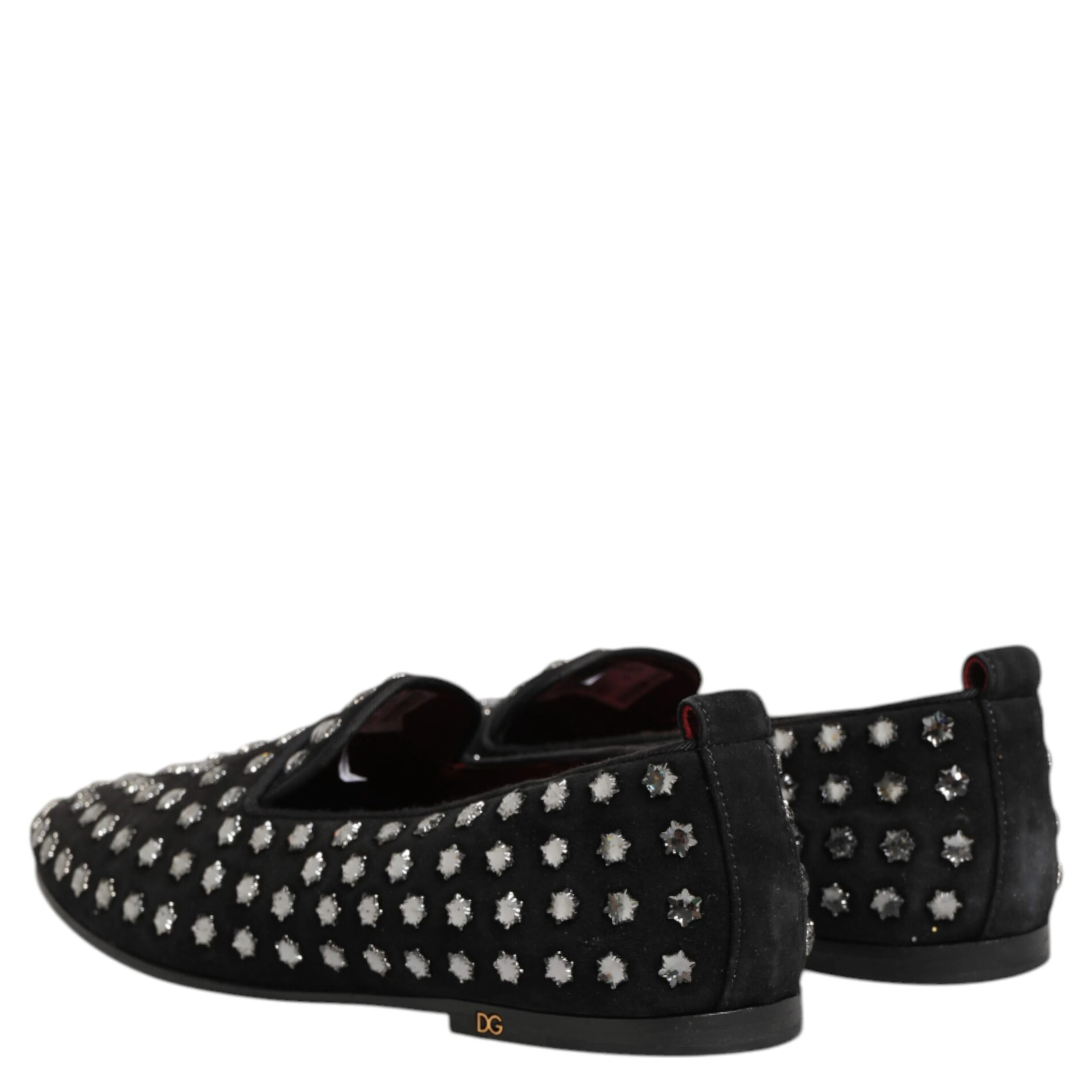Black Crystal Embellished Loafers Dress Shoes