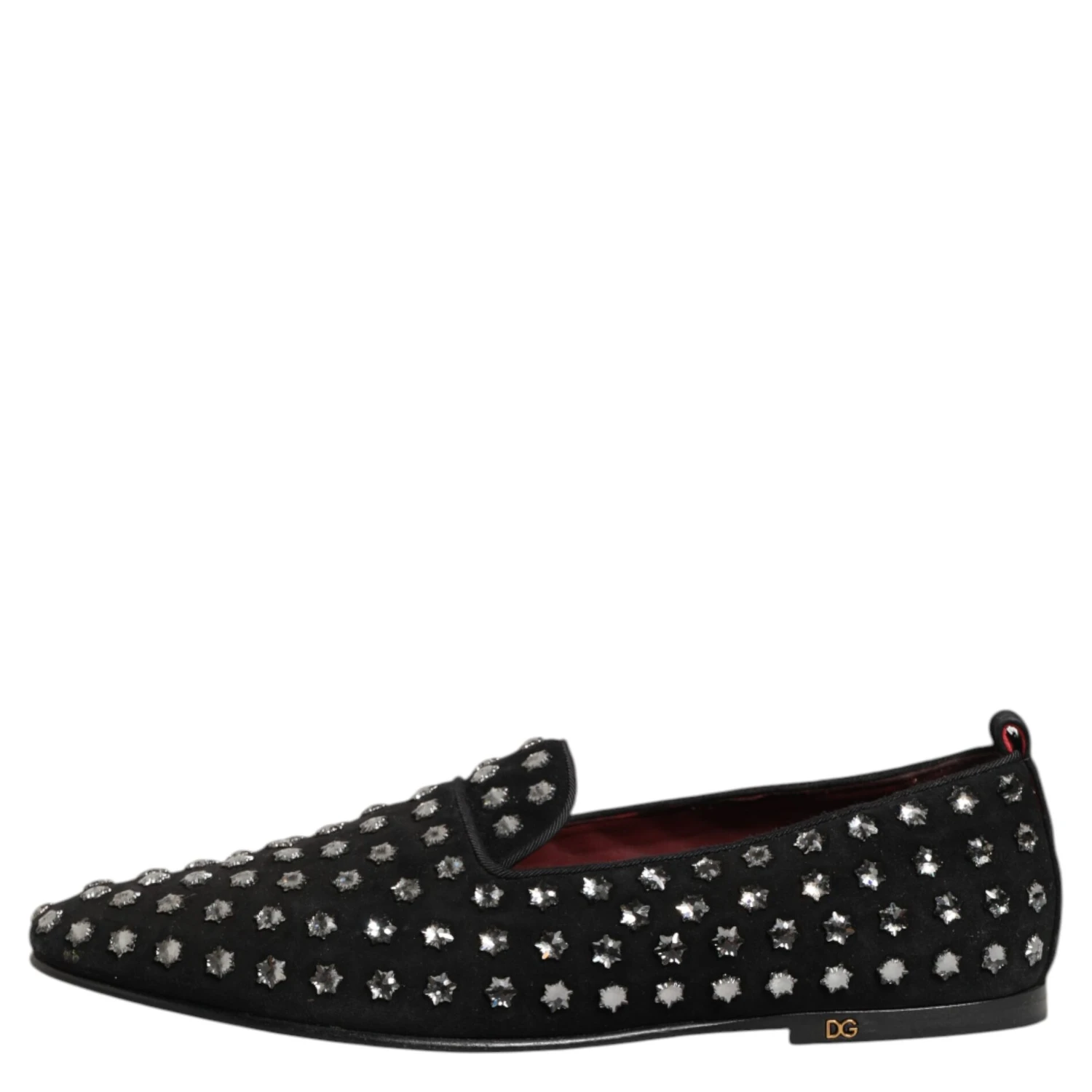 Black Crystal Embellished Loafers Dress Shoes