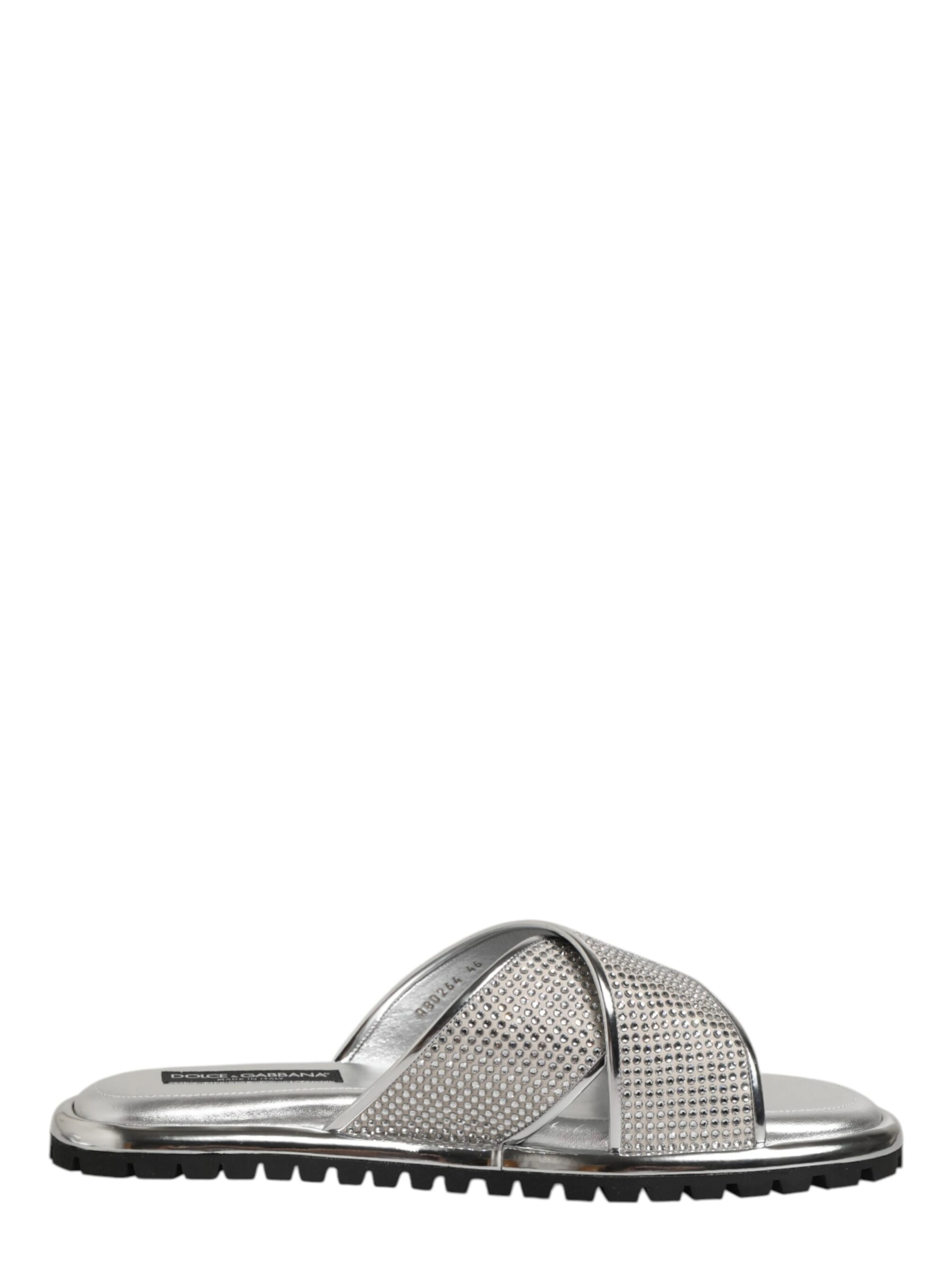 Silver Strass Slides Flats Slippers Shoes