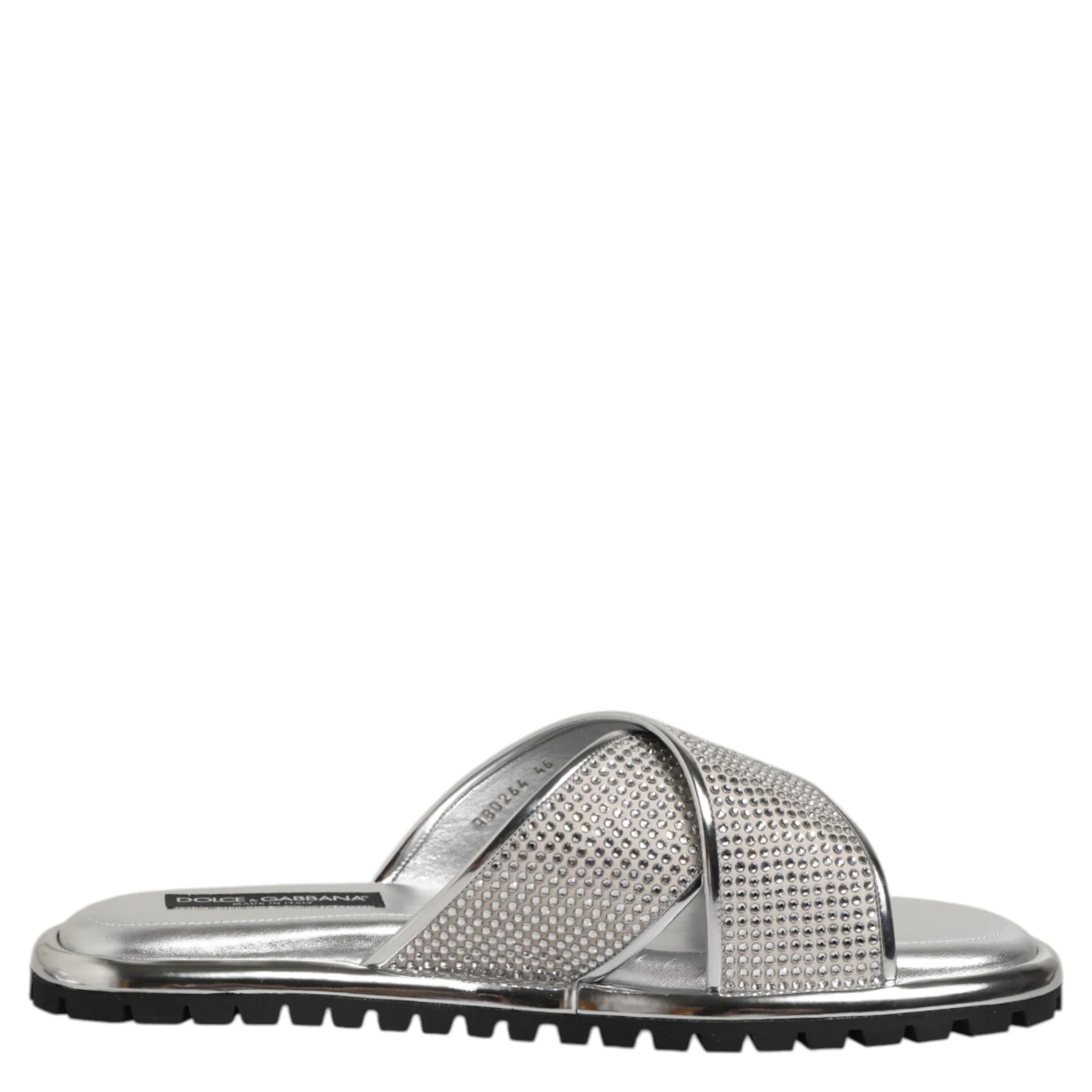 Silver Strass Slides Flats Slippers Shoes