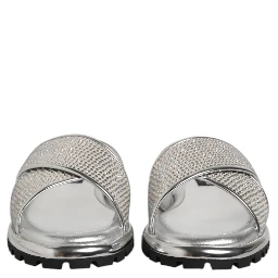 Silver Strass Slides Flats Slippers Shoes