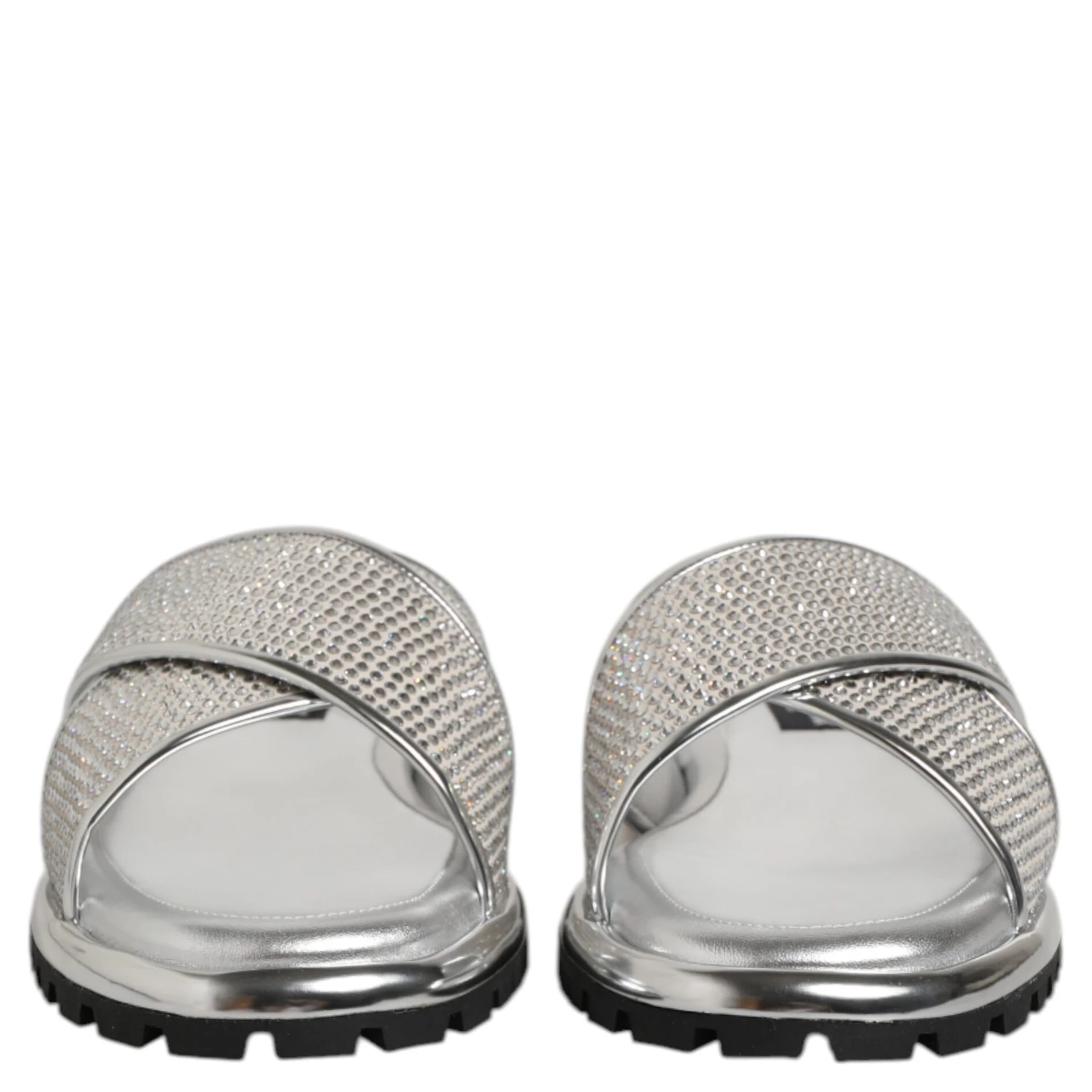 Silver Strass Slides Flats Slippers Shoes