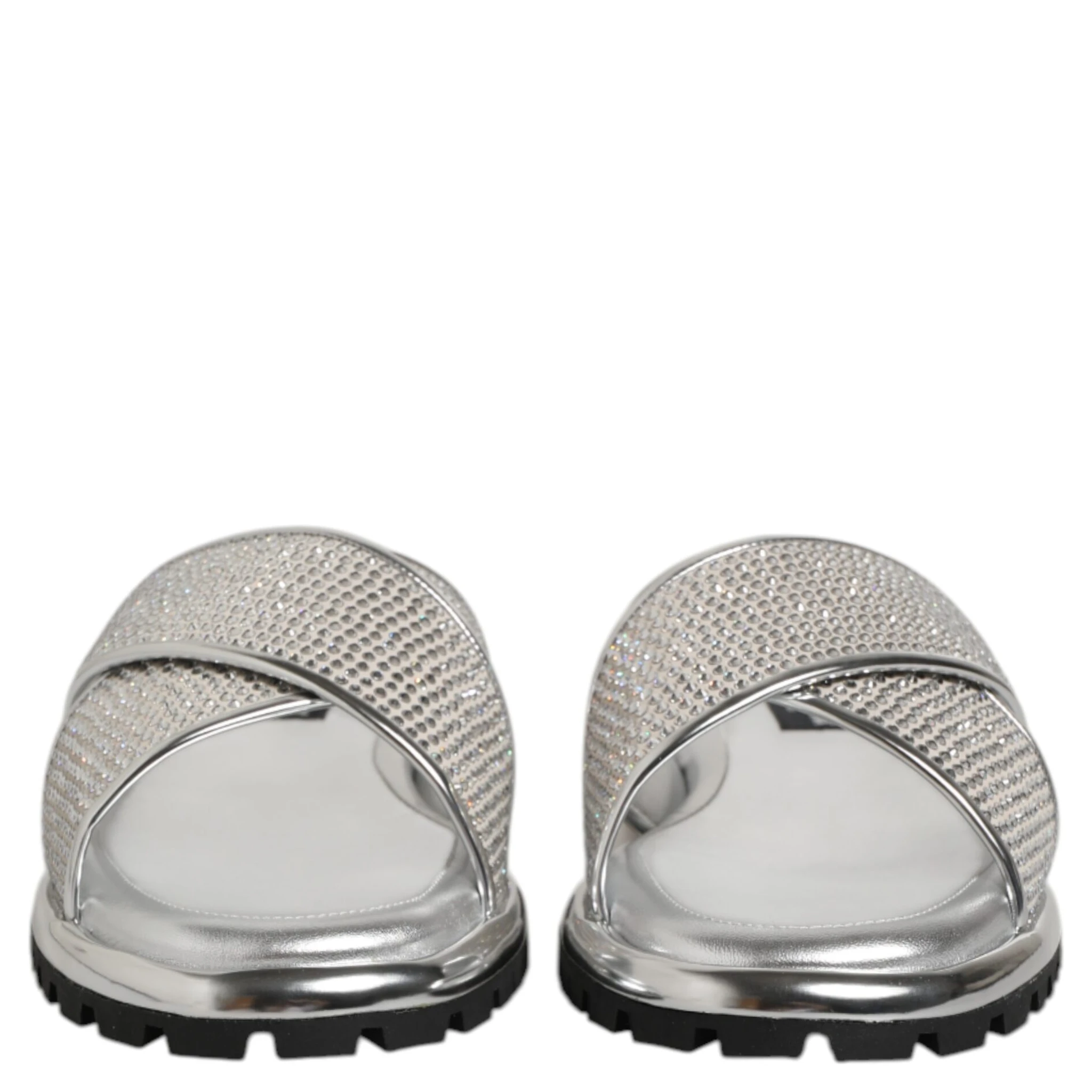 Silver Strass Slides Flats Slippers Shoes
