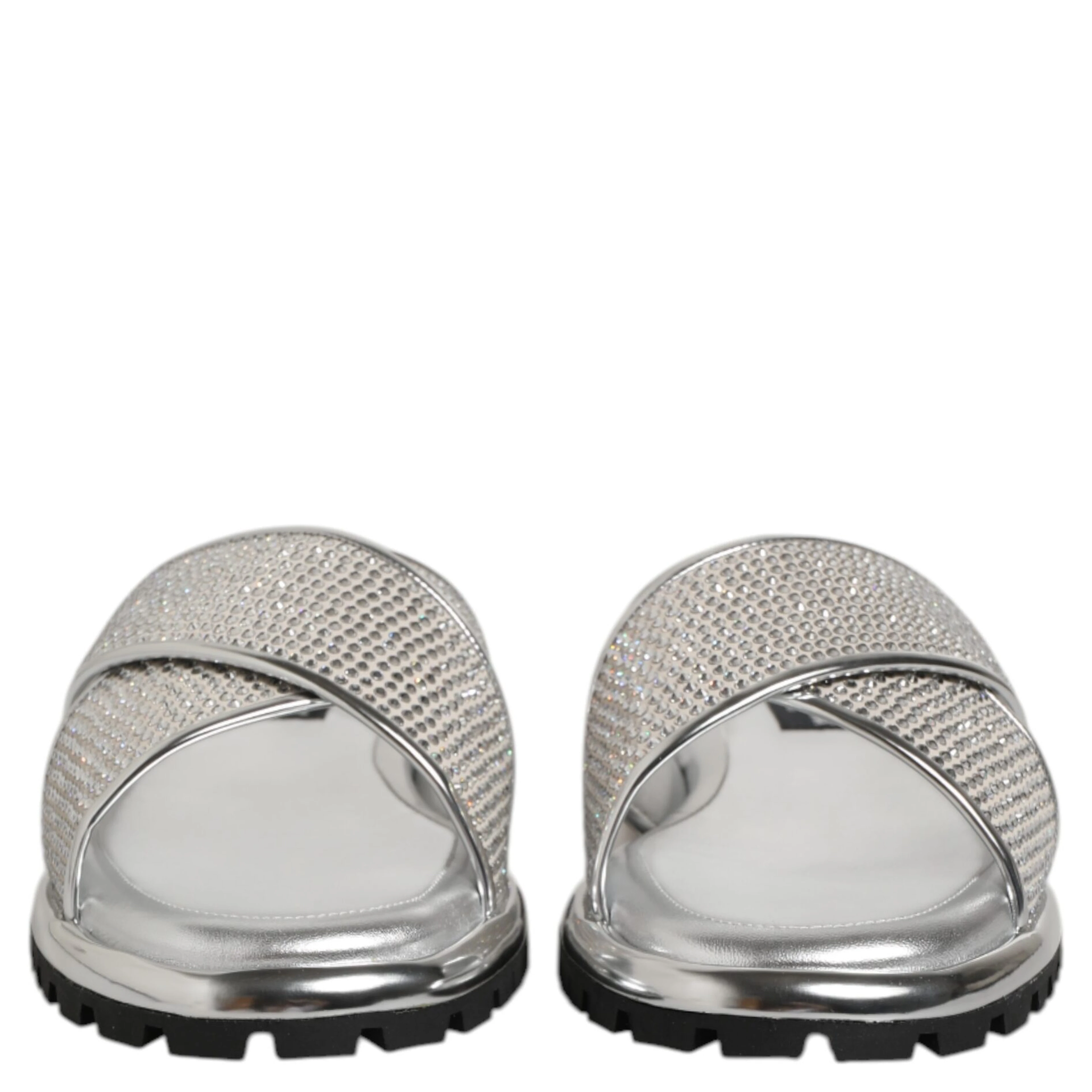Silver Strass Slides Flats Slippers Shoes