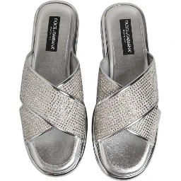 Silver Strass Slides Flats Slippers Shoes