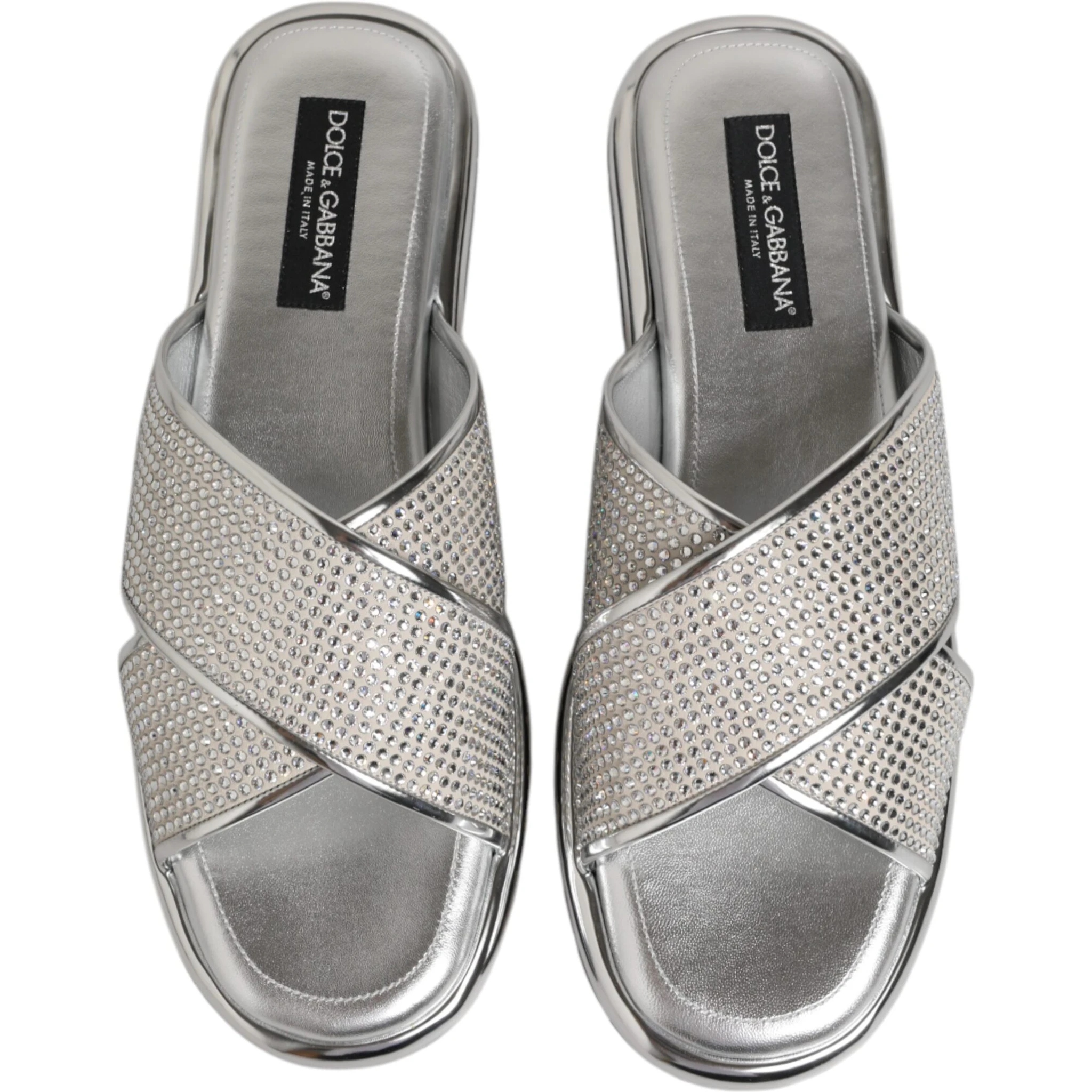 Silver Strass Slides Flats Slippers Shoes