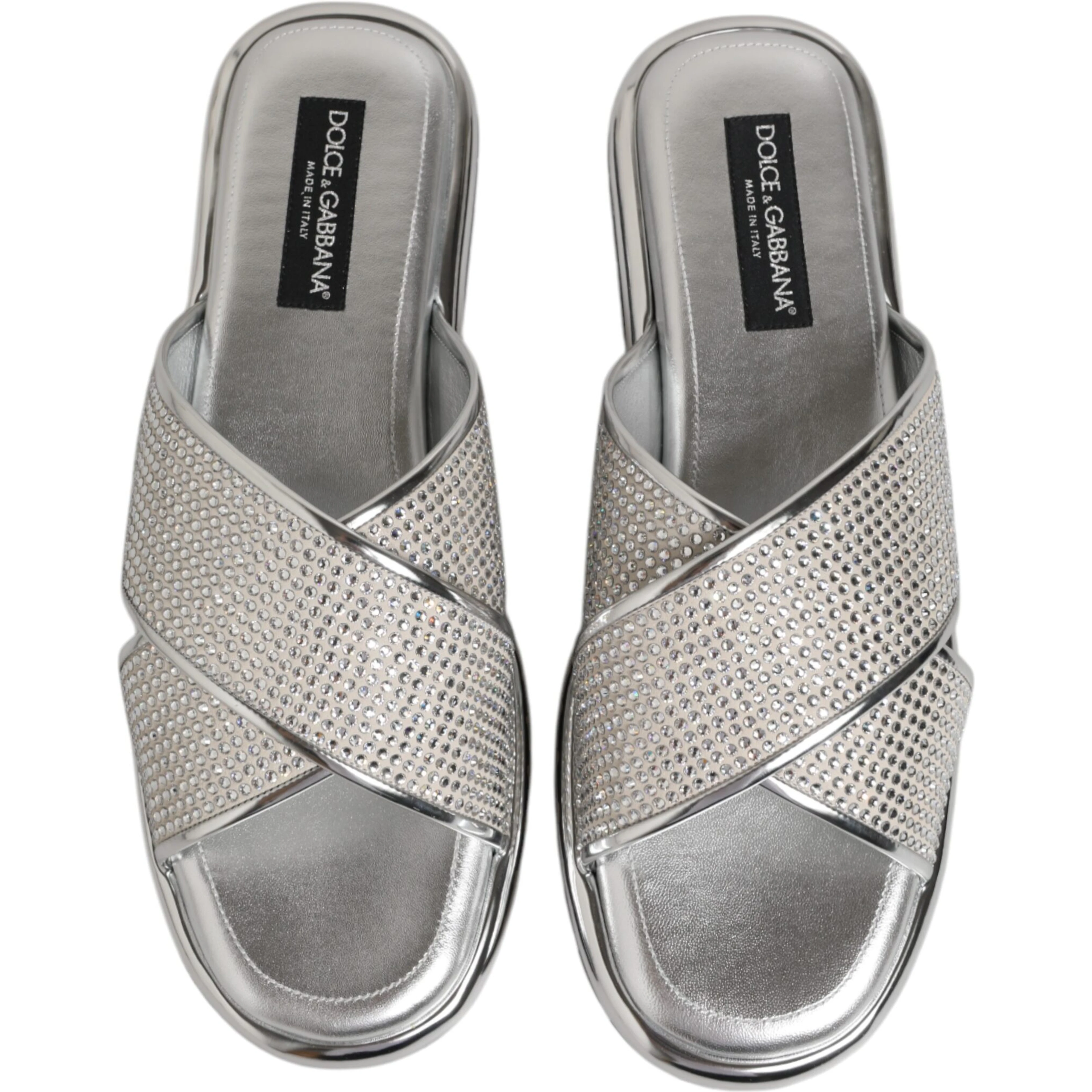 Silver Strass Slides Flats Slippers Shoes