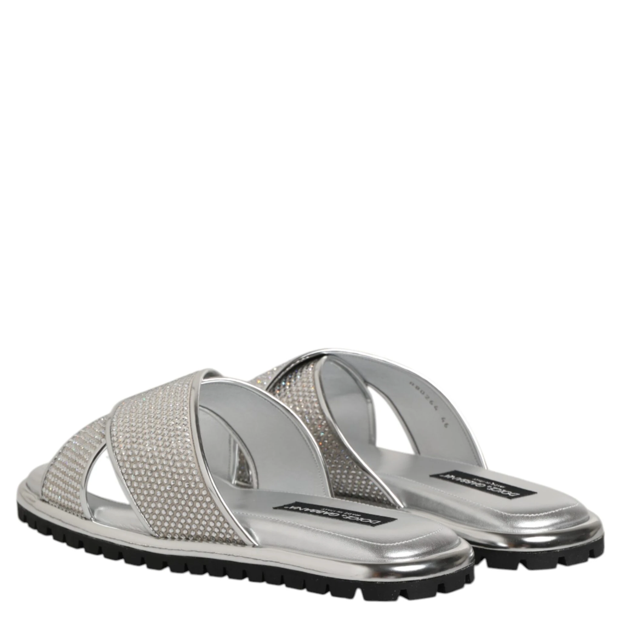 Silver Strass Slides Flats Slippers Shoes