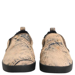 Beige Cotton Low Top Slip On Sneakers Shoes