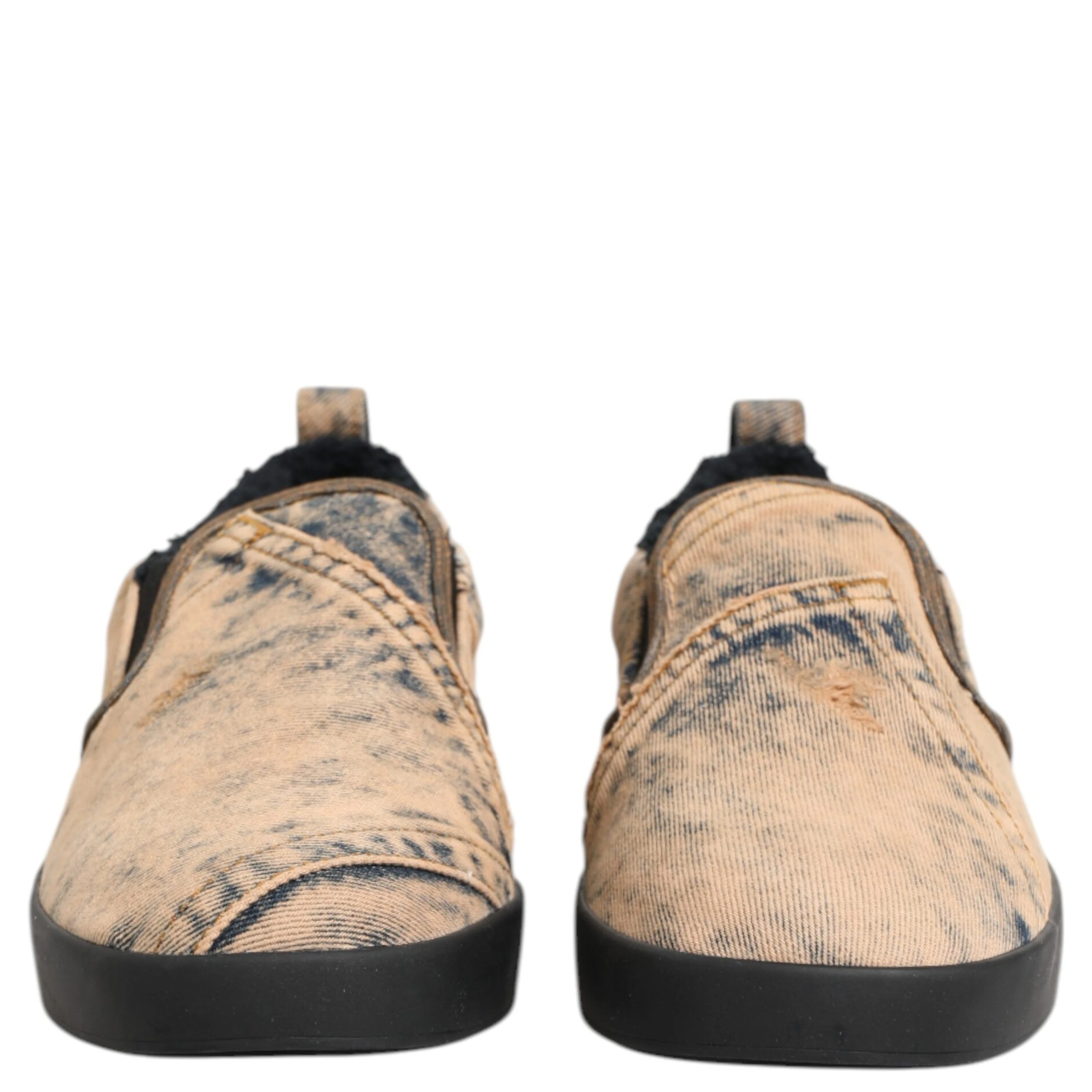Beige Cotton Low Top Slip On Sneakers Shoes