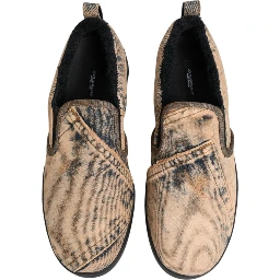 Beige Cotton Low Top Slip On Sneakers Shoes