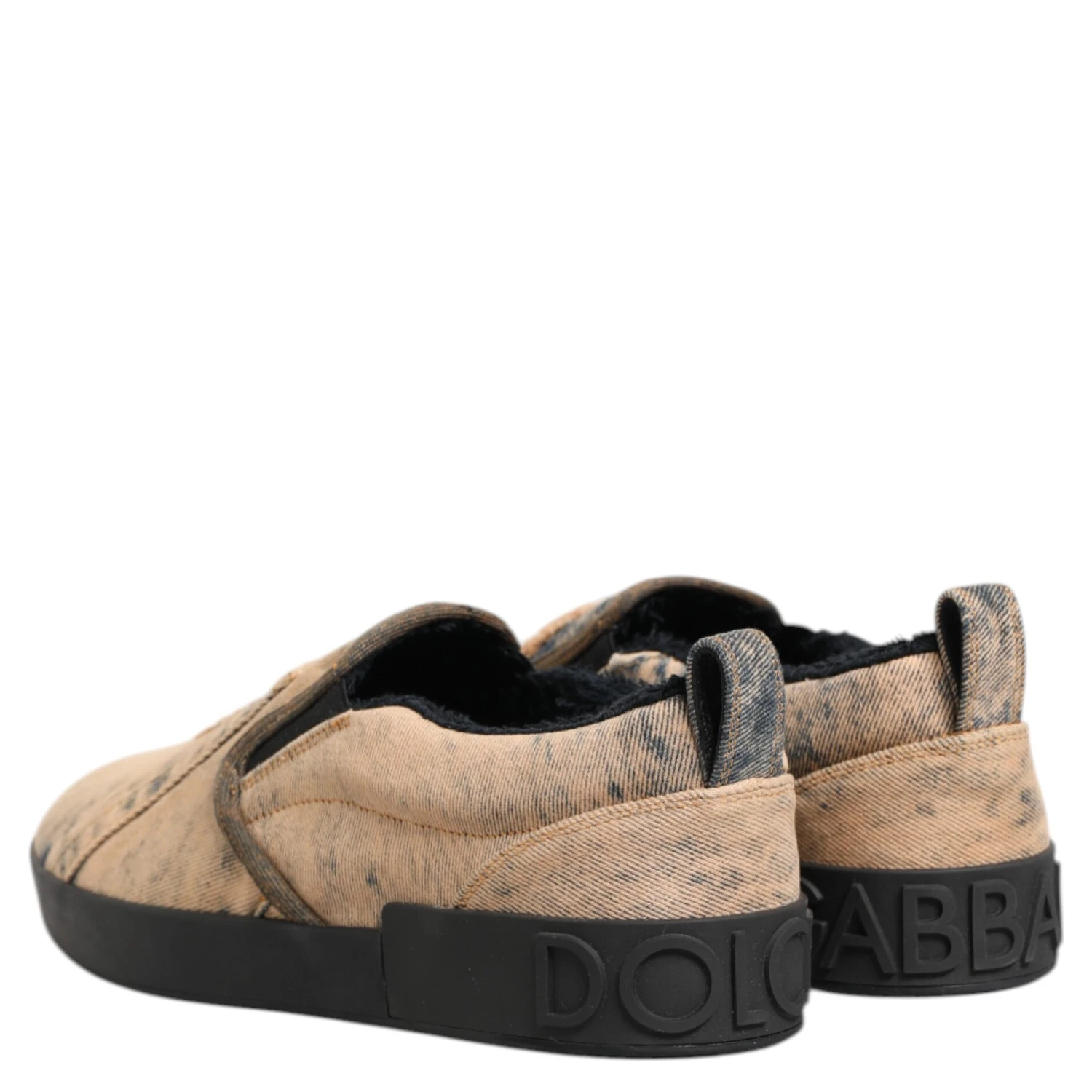 Beige Cotton Low Top Slip On Sneakers Shoes