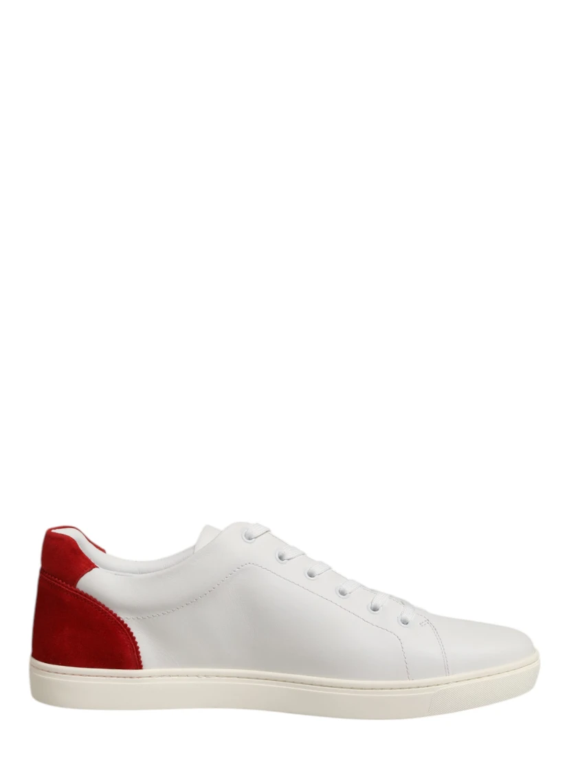 White Red Leather Low Top Men Sneakers Shoes