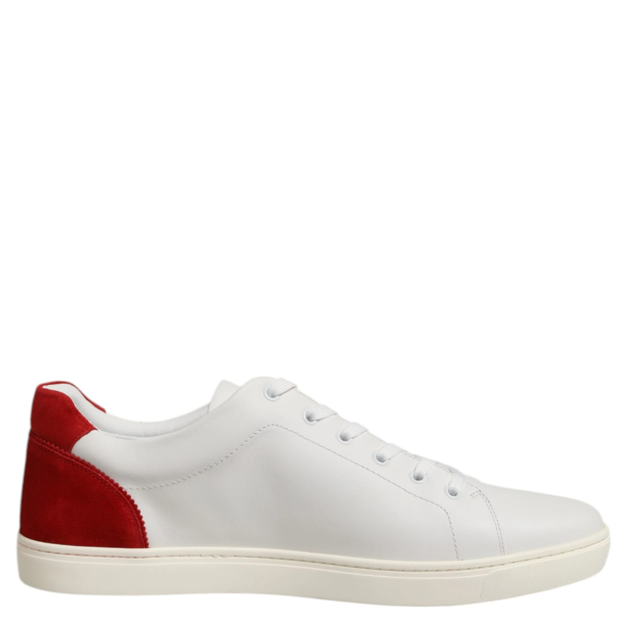 White Red Leather Low Top Men Sneakers Shoes