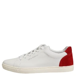 White Red Leather Low Top Men Sneakers Shoes