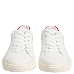 White Red Leather Low Top Men Sneakers Shoes