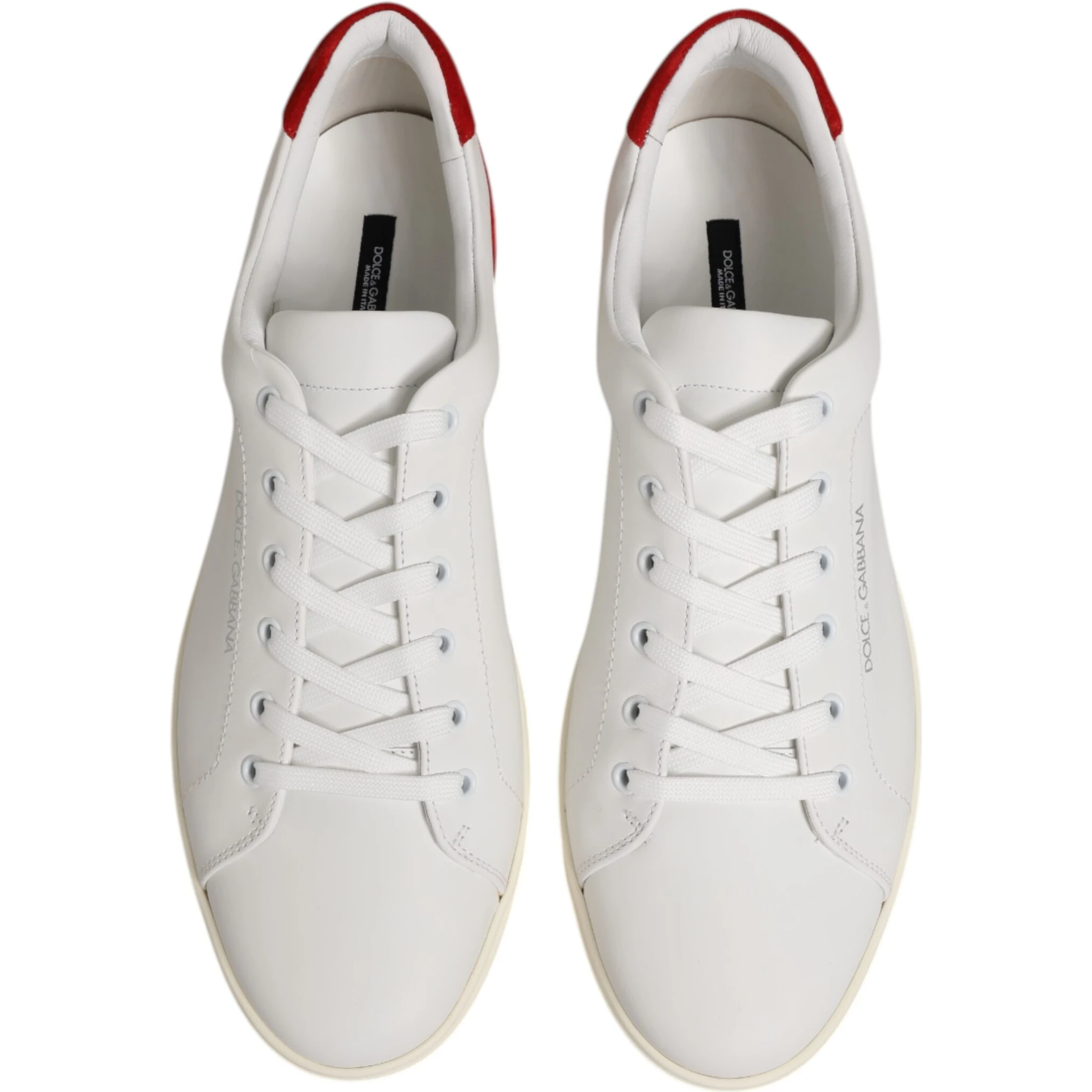 White Red Leather Low Top Men Sneakers Shoes