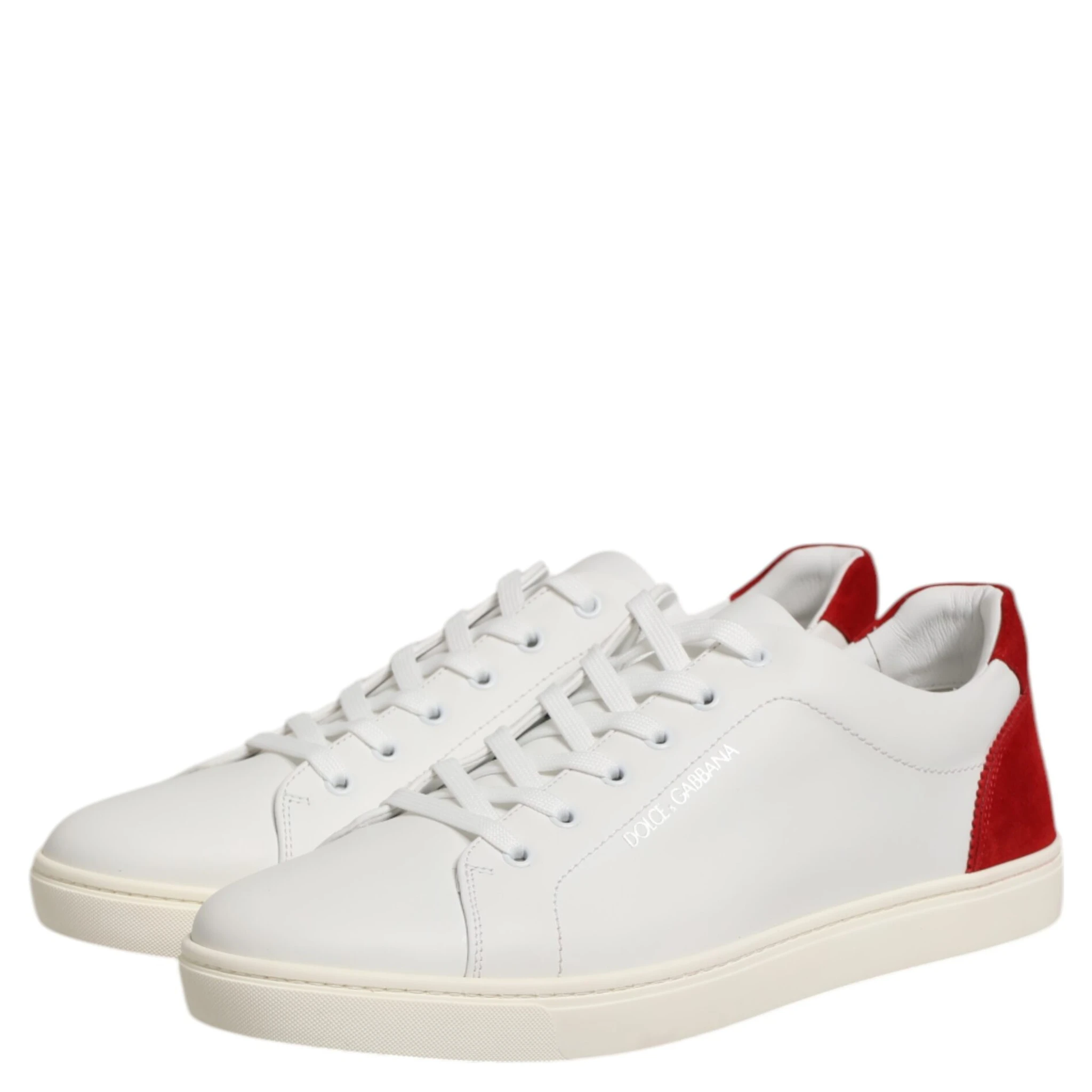 White Red Leather Low Top Men Sneakers Shoes