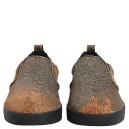 Brown Cotton Low Top Slip On Sneakers Shoes