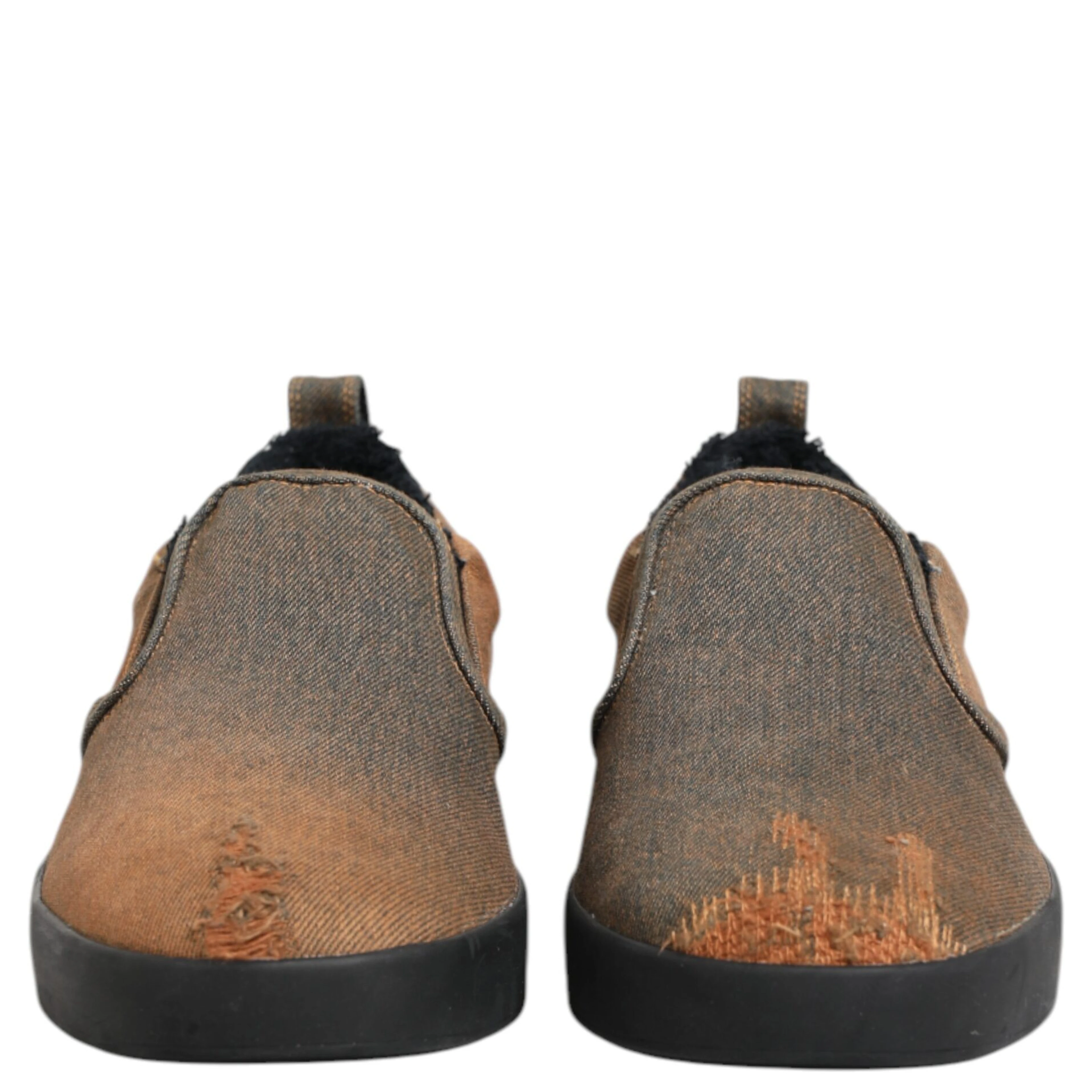 Brown Cotton Low Top Slip On Sneakers Shoes