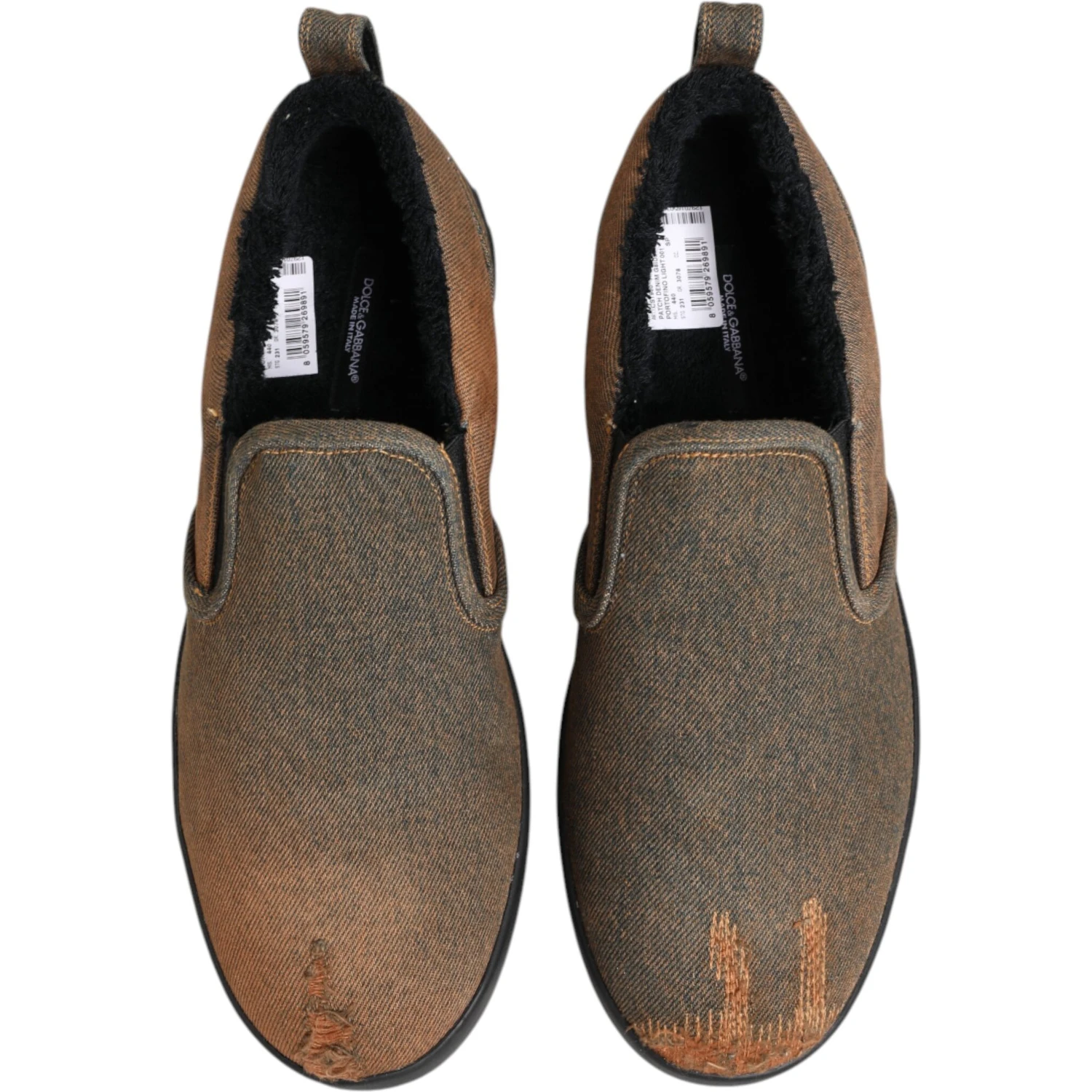 Brown Cotton Low Top Slip On Sneakers Shoes