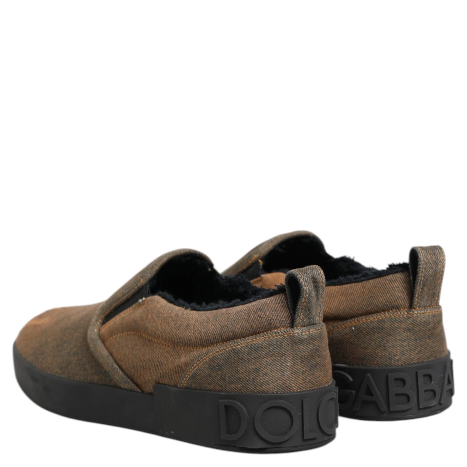 Brown Cotton Low Top Slip On Sneakers Shoes