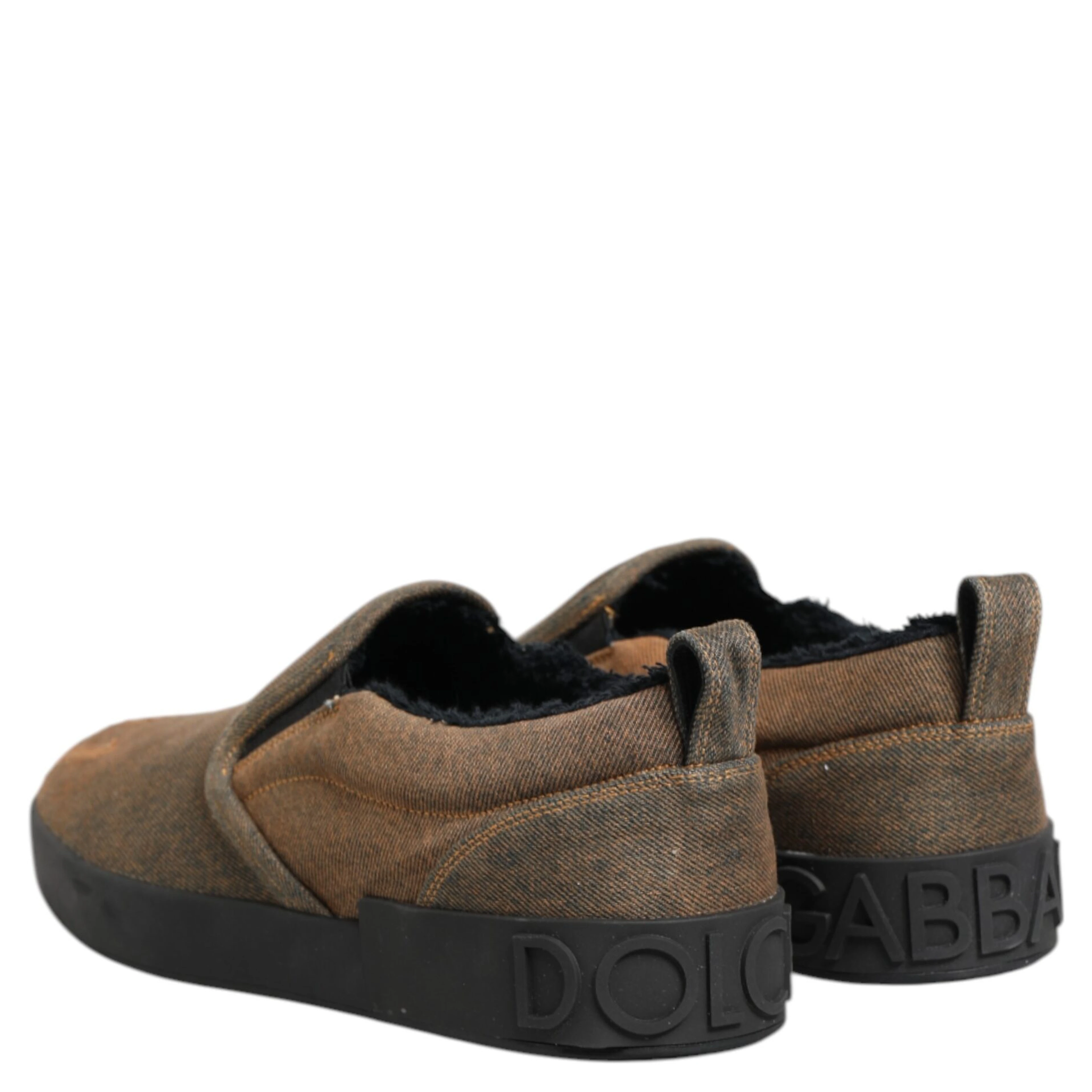 Brown Cotton Low Top Slip On Sneakers Shoes