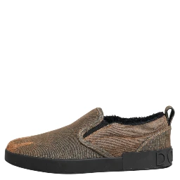Brown Cotton Low Top Slip On Sneakers Shoes