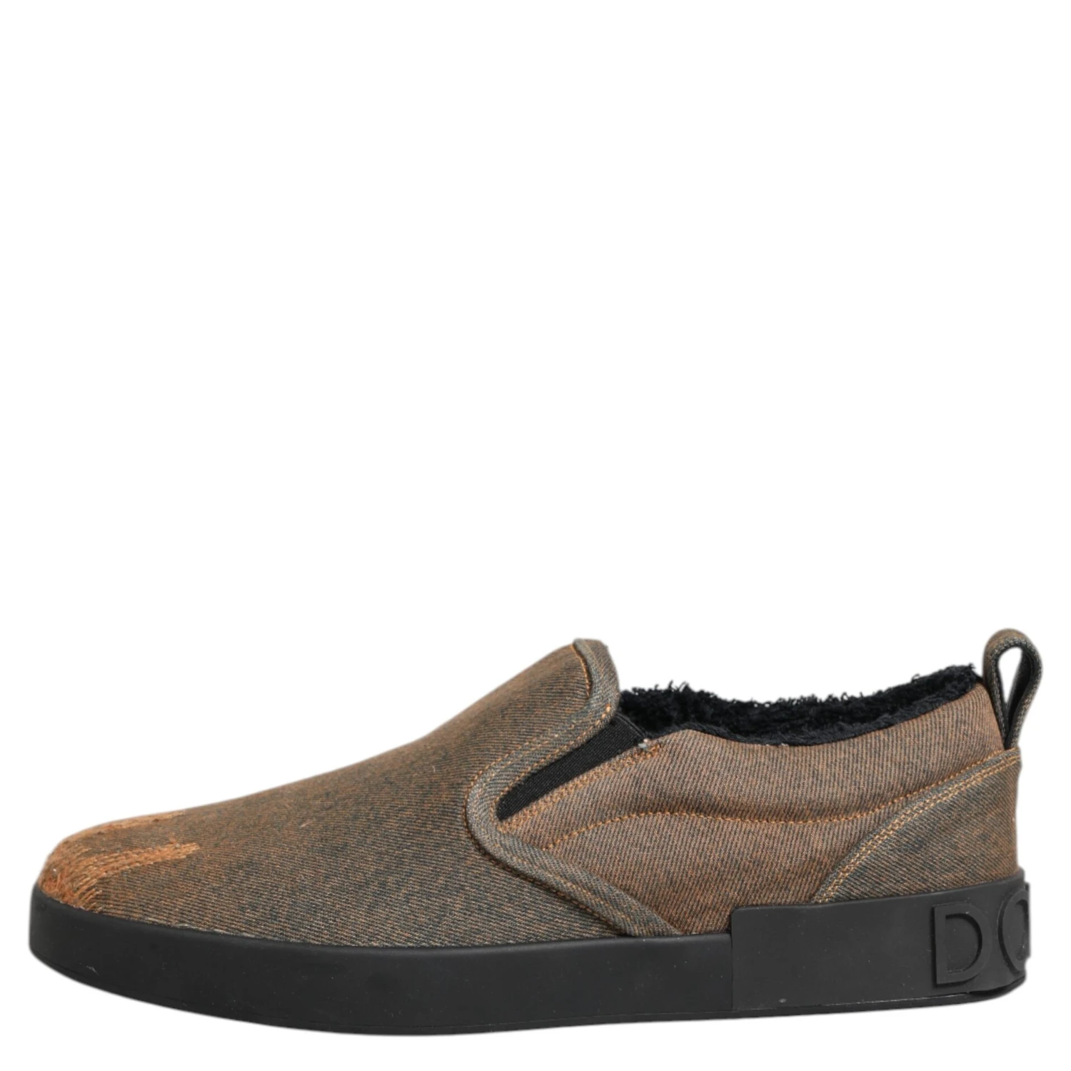 Brown Cotton Low Top Slip On Sneakers Shoes