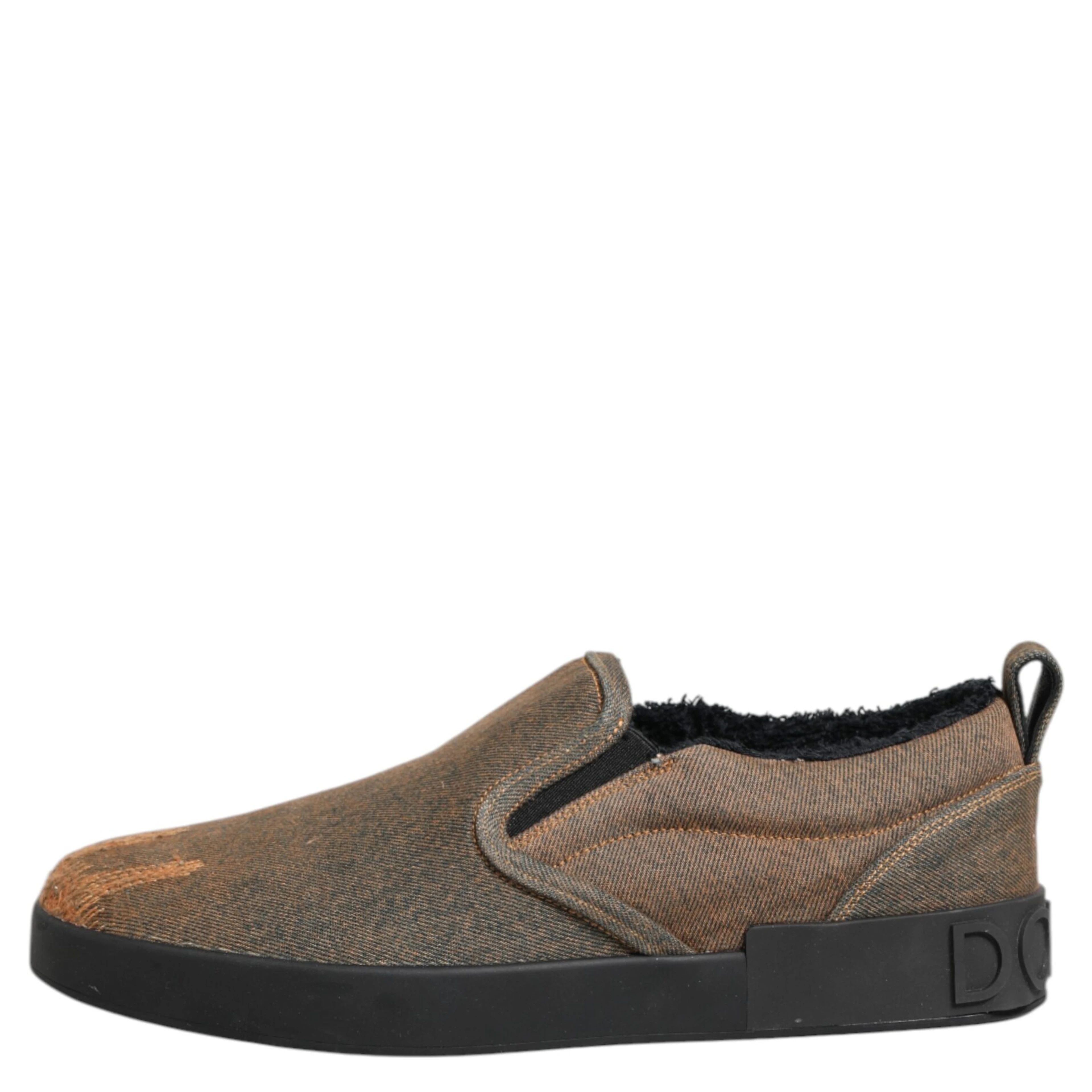 Brown Cotton Low Top Slip On Sneakers Shoes
