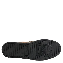 Brown Cotton Low Top Slip On Sneakers Shoes