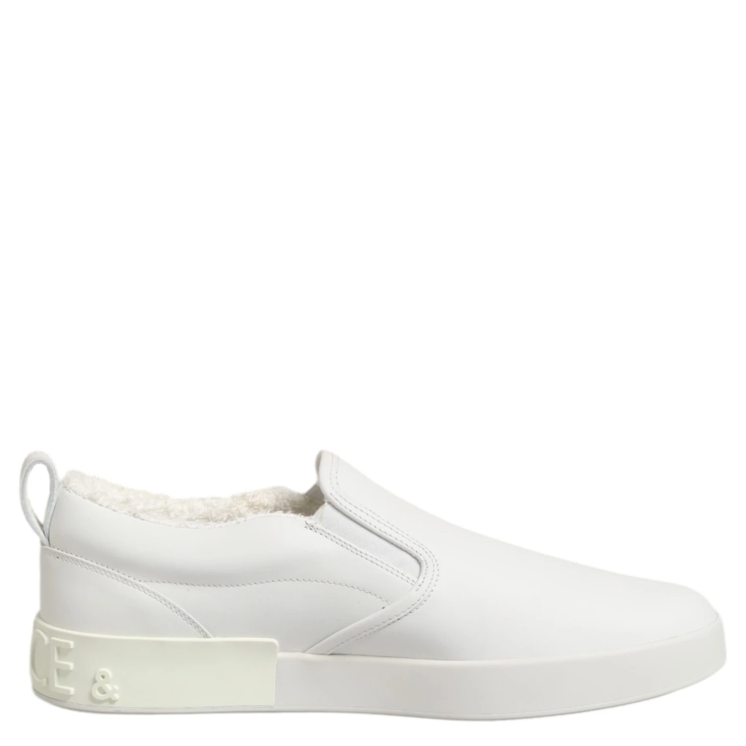 White Leather Low Top Slip On Sneakers Shoes