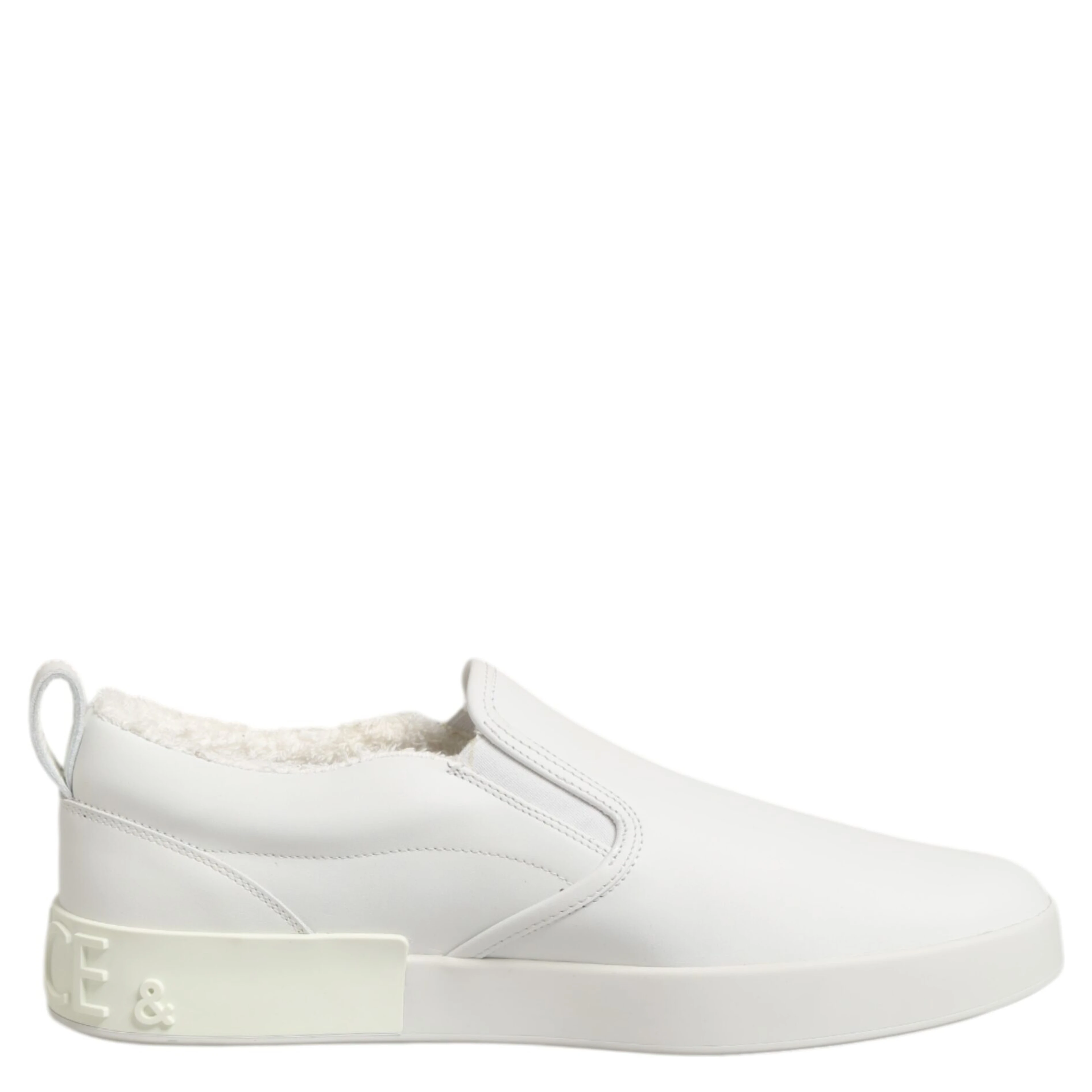 White Leather Low Top Slip On Sneakers Shoes