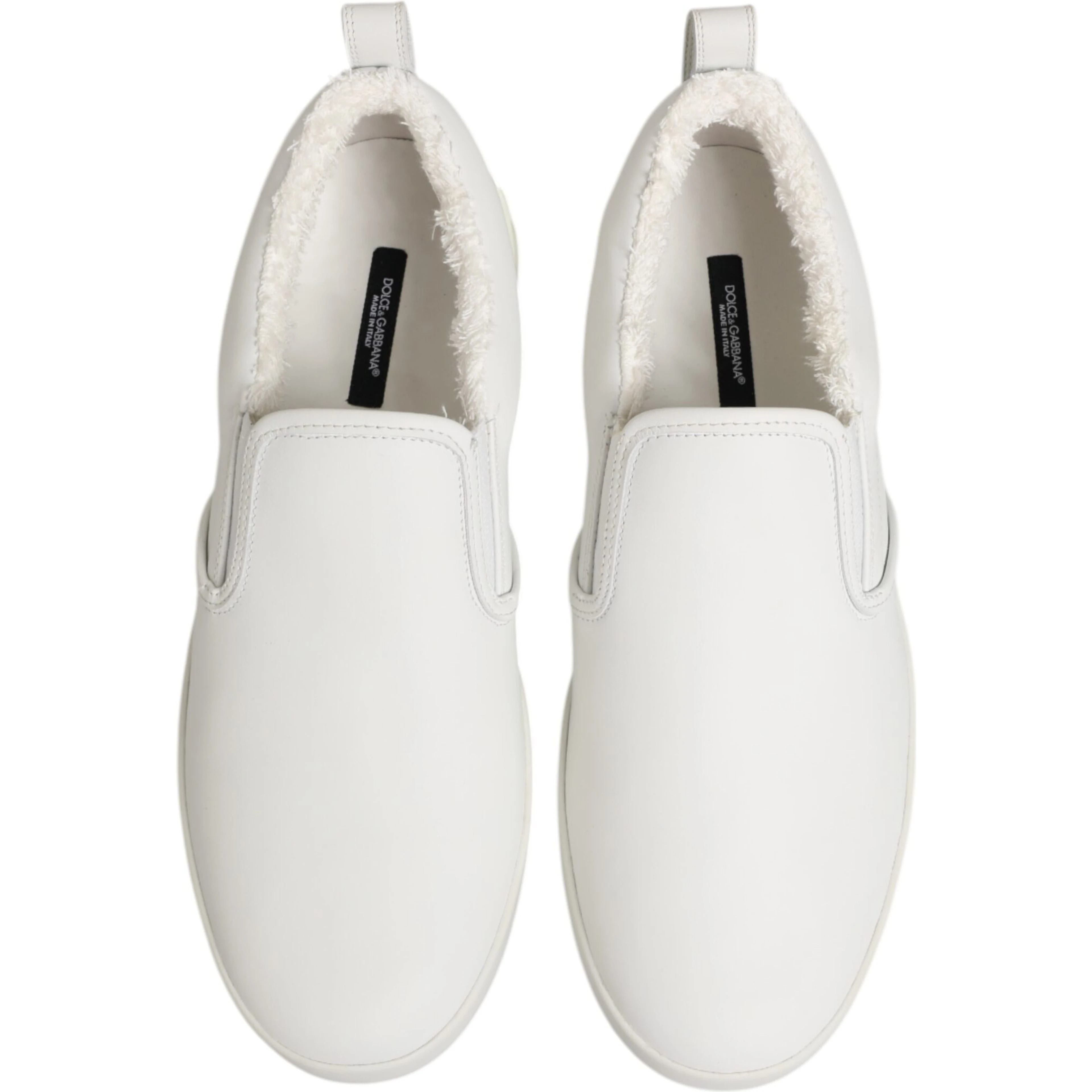 White Leather Low Top Slip On Sneakers Shoes