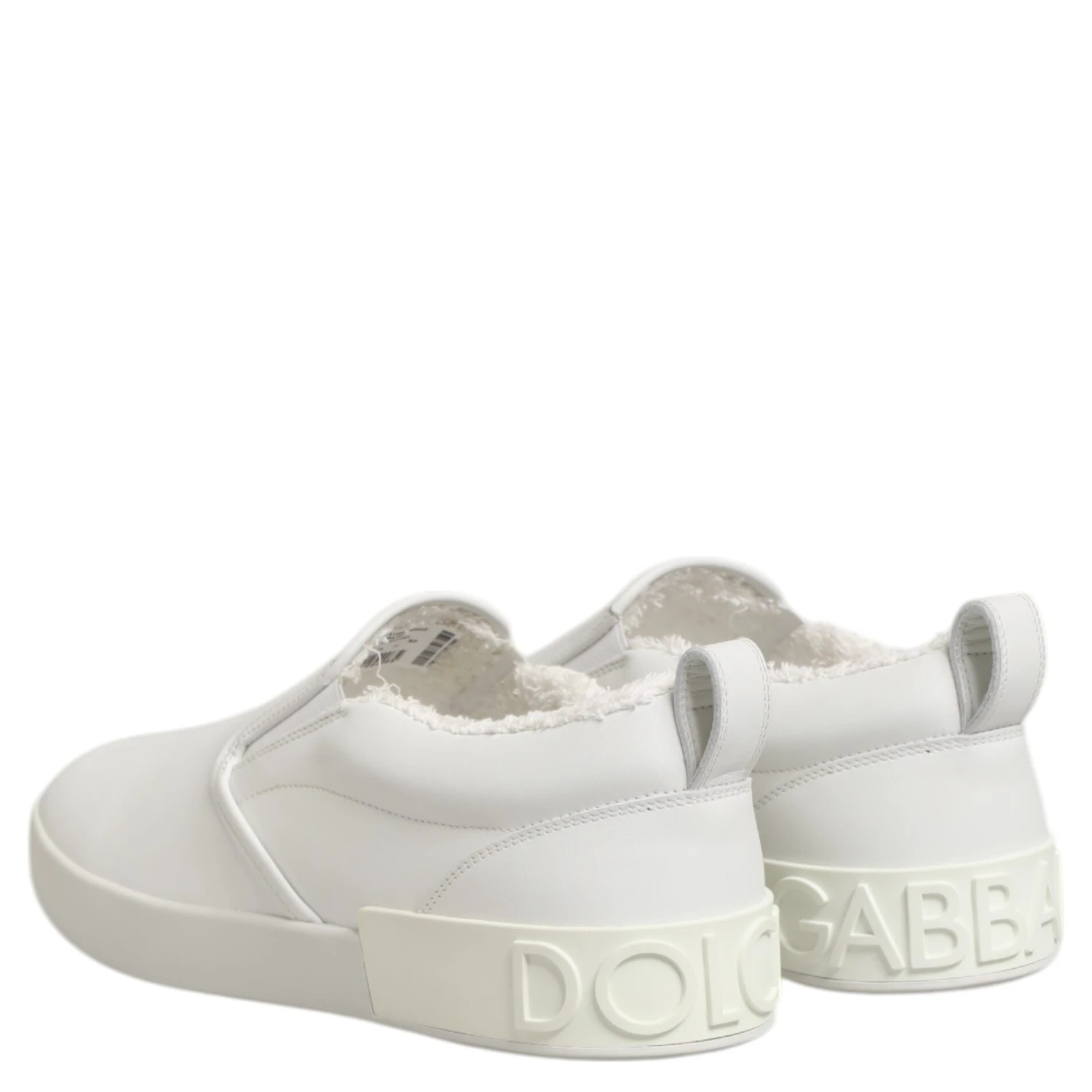 White Leather Low Top Slip On Sneakers Shoes