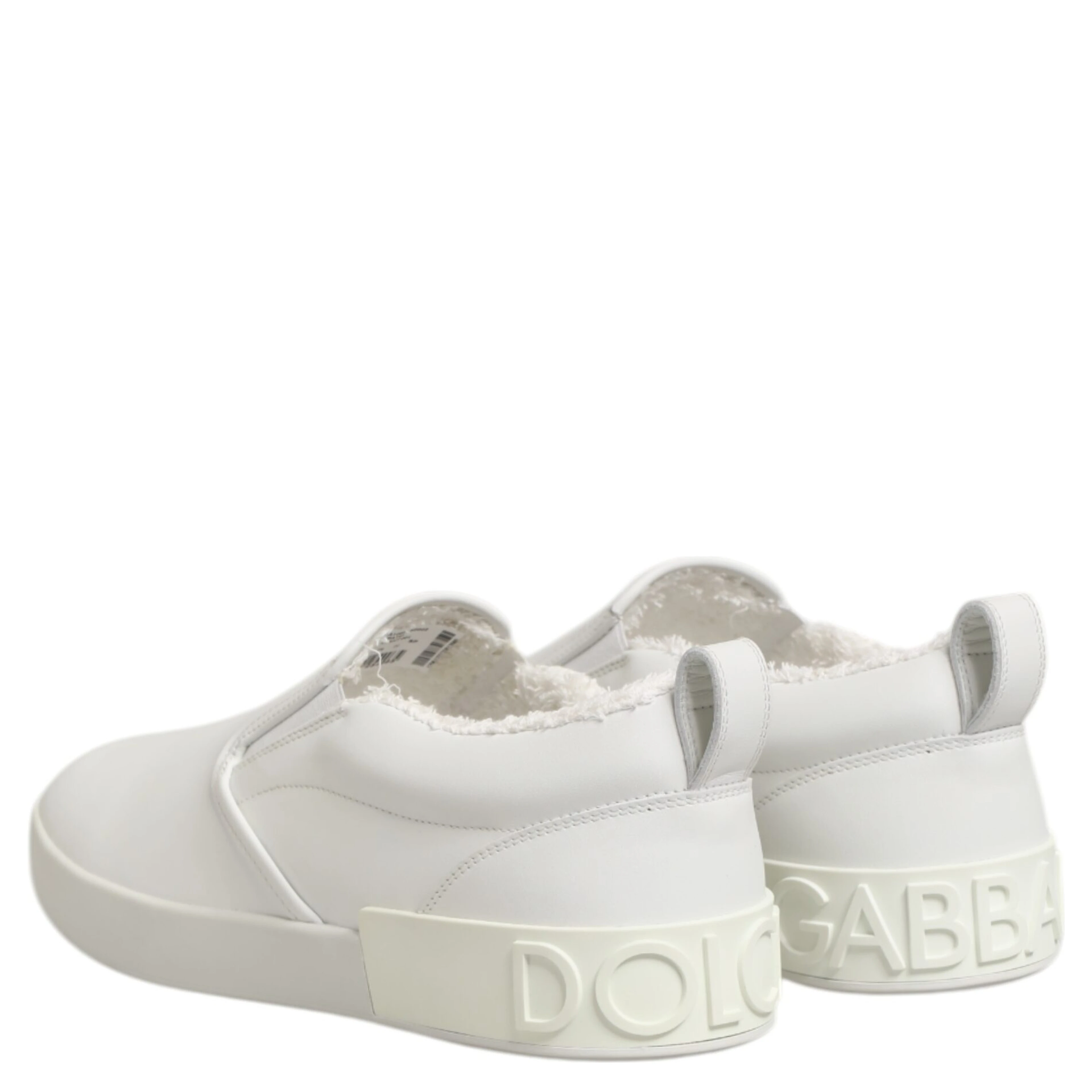 White Leather Low Top Slip On Sneakers Shoes