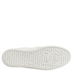 White Leather Low Top Slip On Sneakers Shoes