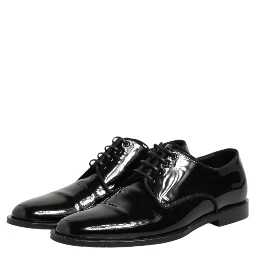 Black Leather Lace Up Derby Formal Dress Shoes